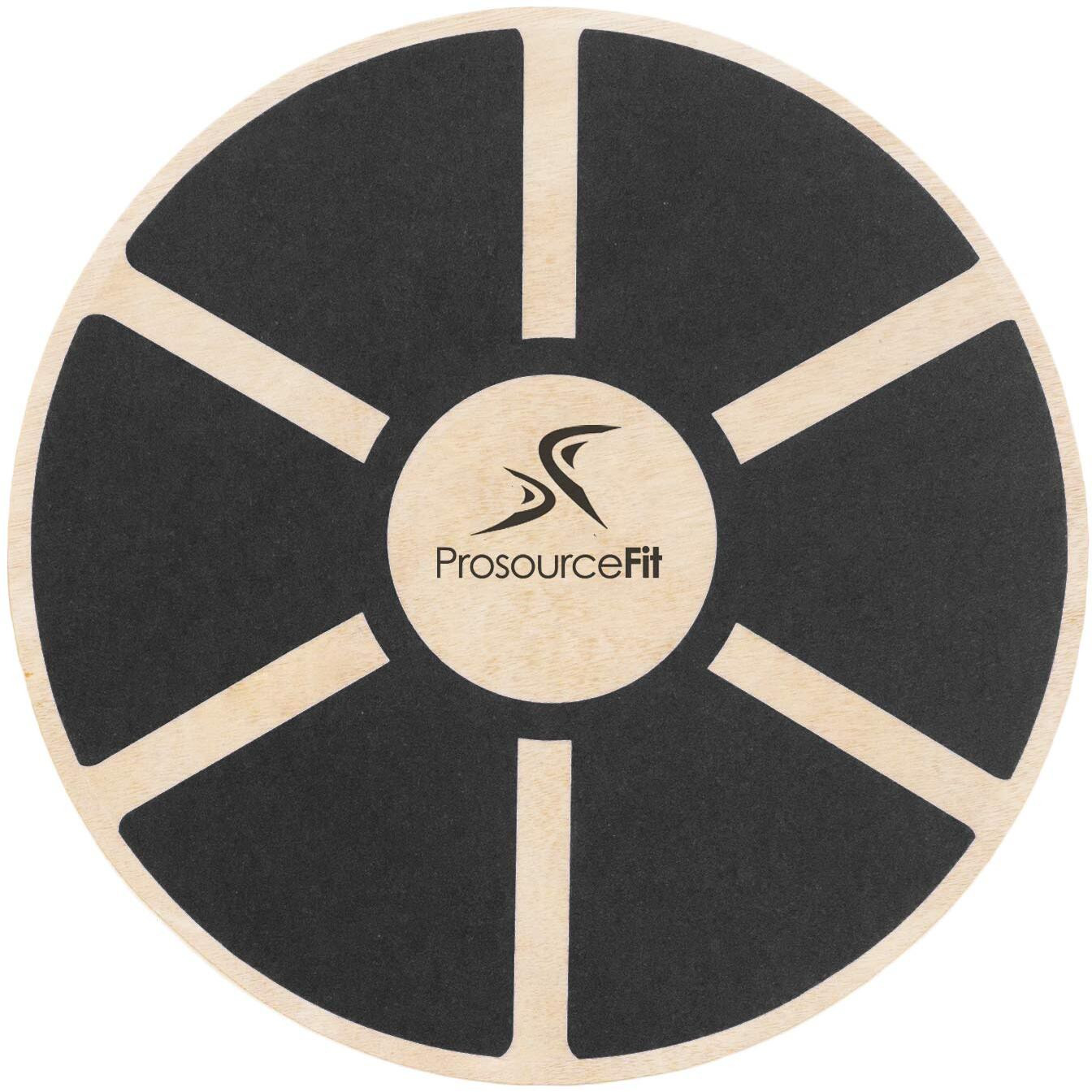 Prosource Wooden Balance Board Non-Slip Wobble Core Trainer 15.75In (39.5Cm) Diameter With 360 Rotation For Stability Training, Full Body Exercises, Physical Therapy, Black
