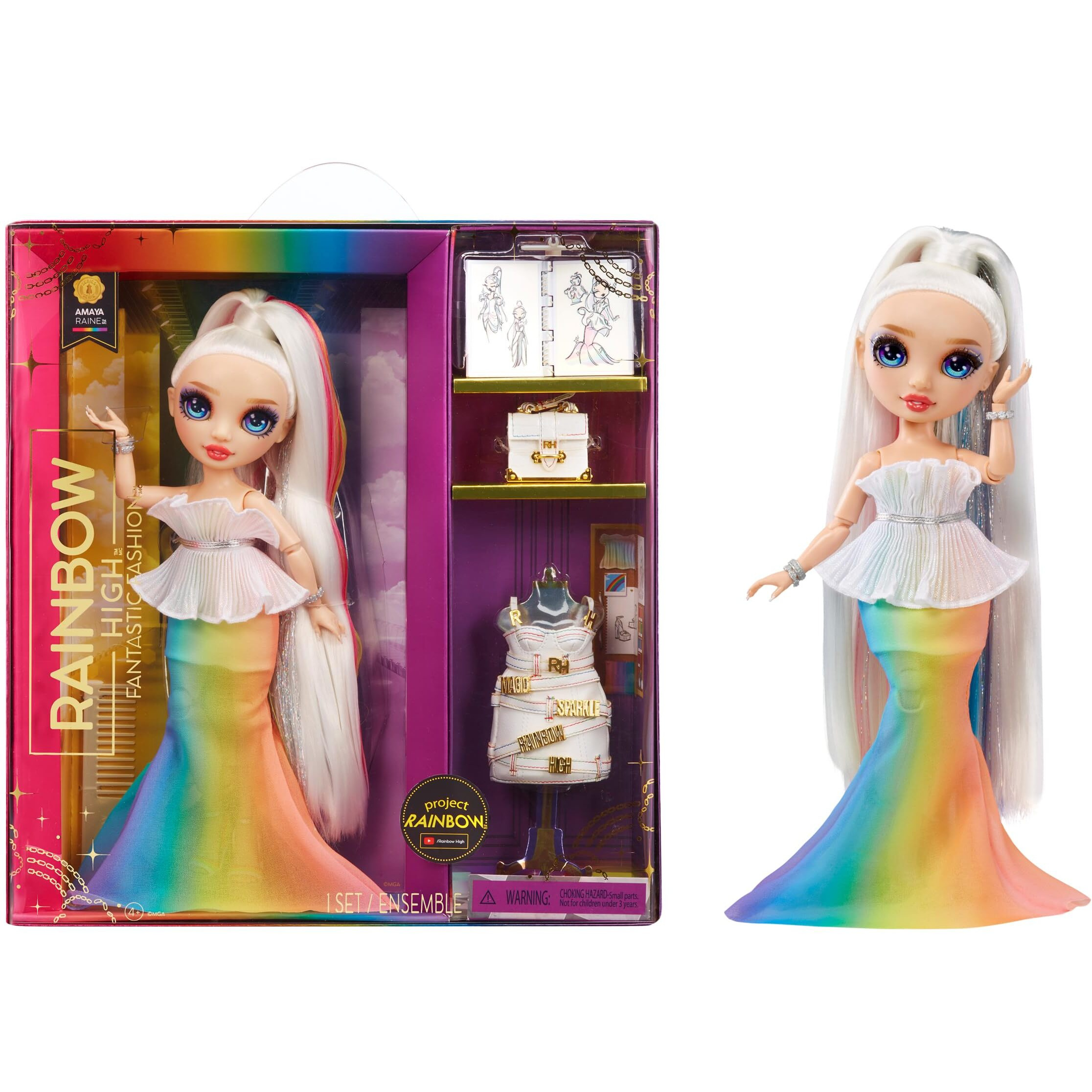 Rainbow High Fantastic Fashion Amaya Raine - Rainbow 11 Fashion Doll And Playset With 2 Complete Doll Outfits, And Fashion Play Accessories, Great Gift For Kids 4-12 Years Old
