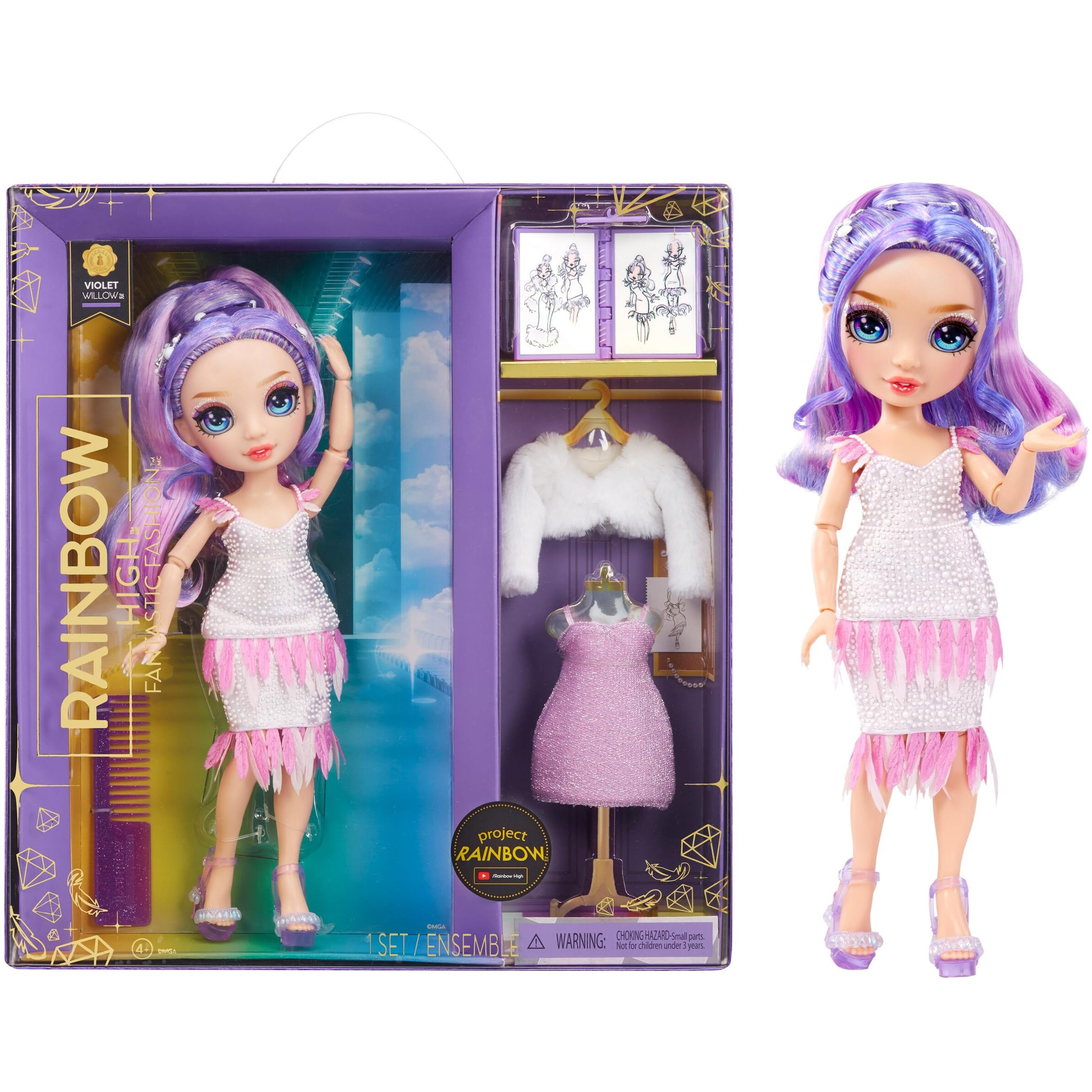 Rainbow High Fantastic Fashion Violet Willow - Purple 11 Fashion Doll And Playset With 2 Complete Doll Outfits, And Fashion Play Accessories, Great Gift For Kids 4-12 Years Old