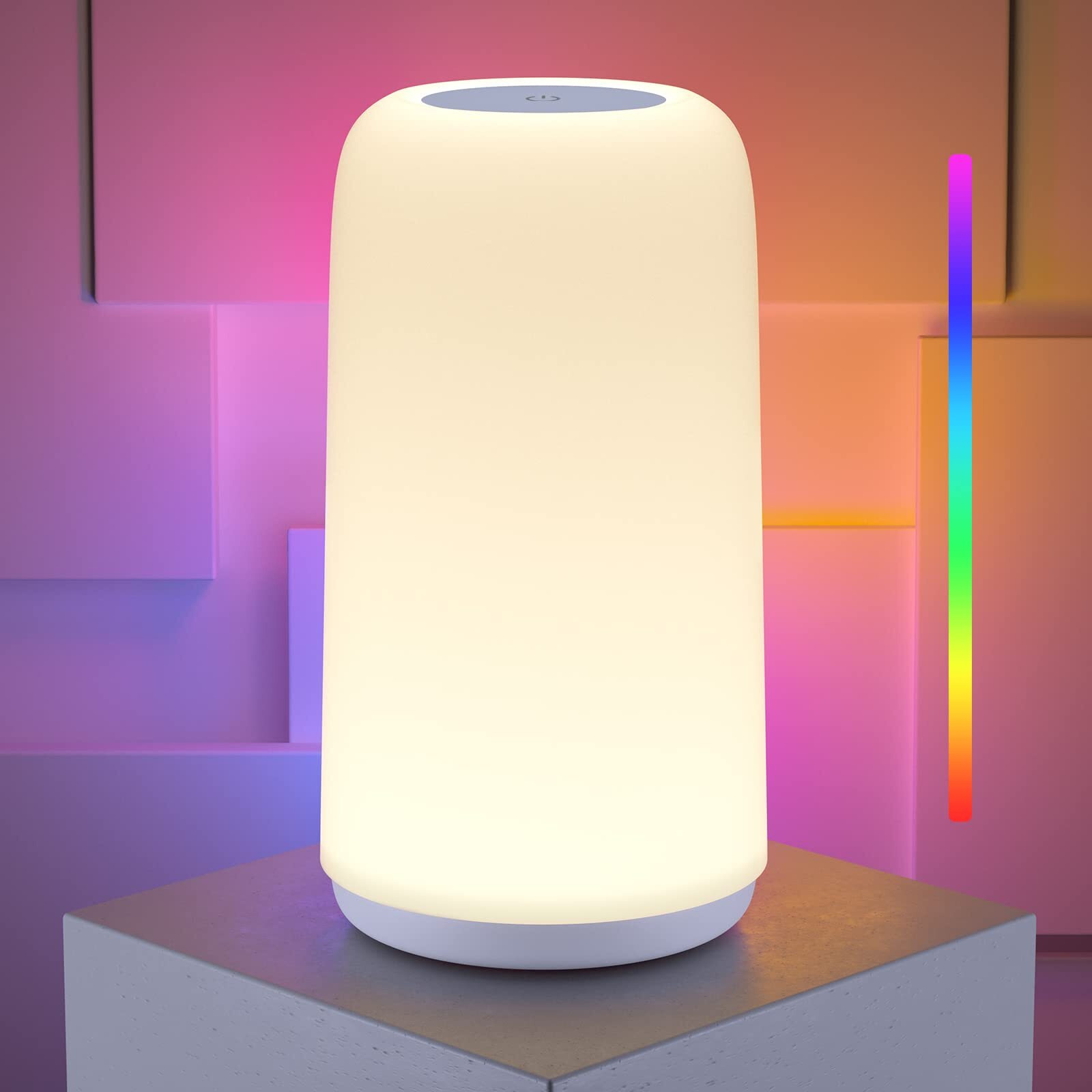 Rootro Touch Bedside Table Lamp, [Sleek Design & Rgb Mode] 3 Way Dimmable Night Lamp For Bedroom, Led Lamp With Warm White Lights, Multi-Color Smart Nightstand Lamp For Living Room Home Office Gifts