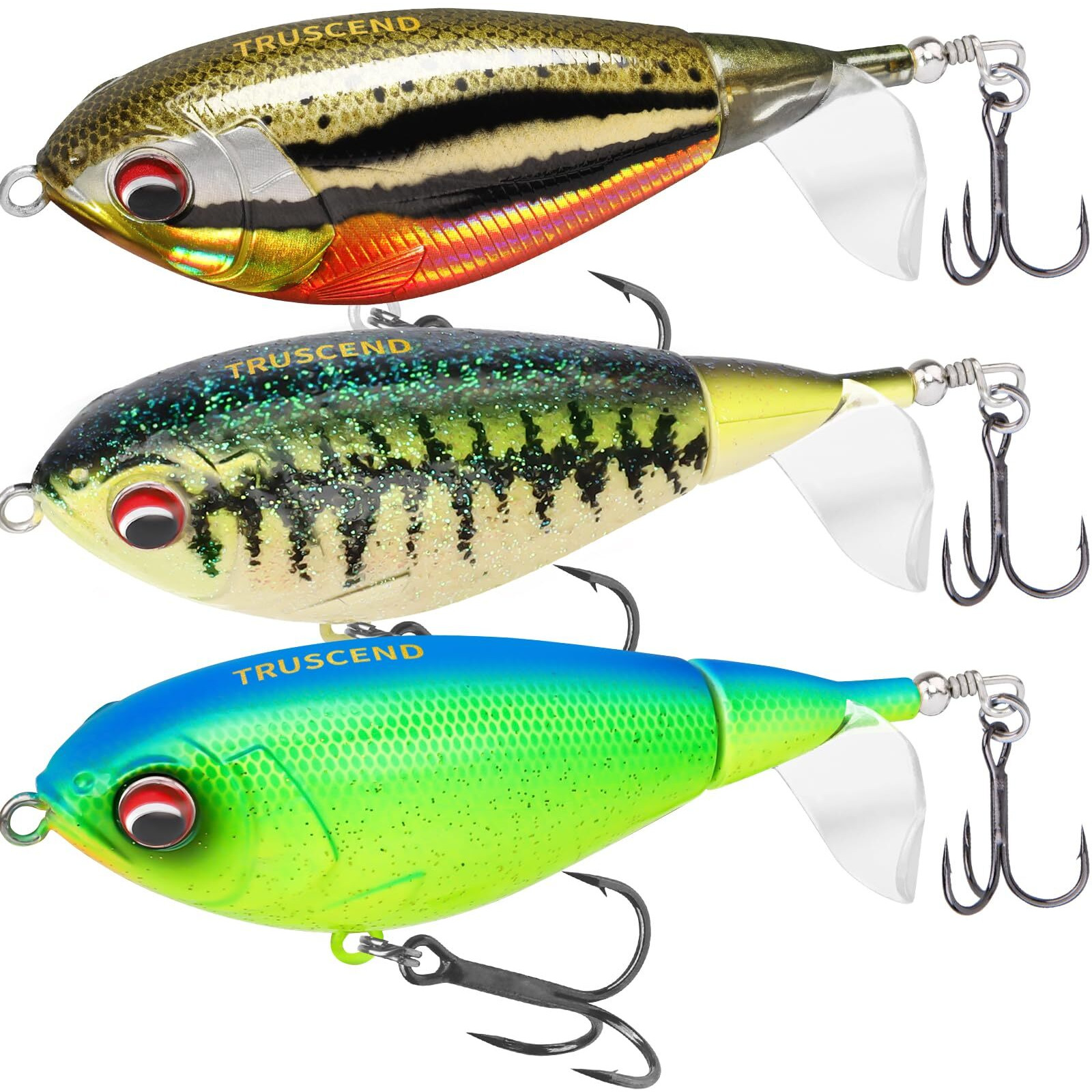 Truscend Top Water Fishing Lures With Bkk Hooks, Whopper Fishing Lures For Freshwater Or Saltwater, Floating Lure Kit For Bass Catfish Pike, Fishing Wobble Surface Bass Baits Fishing Gifts For Men