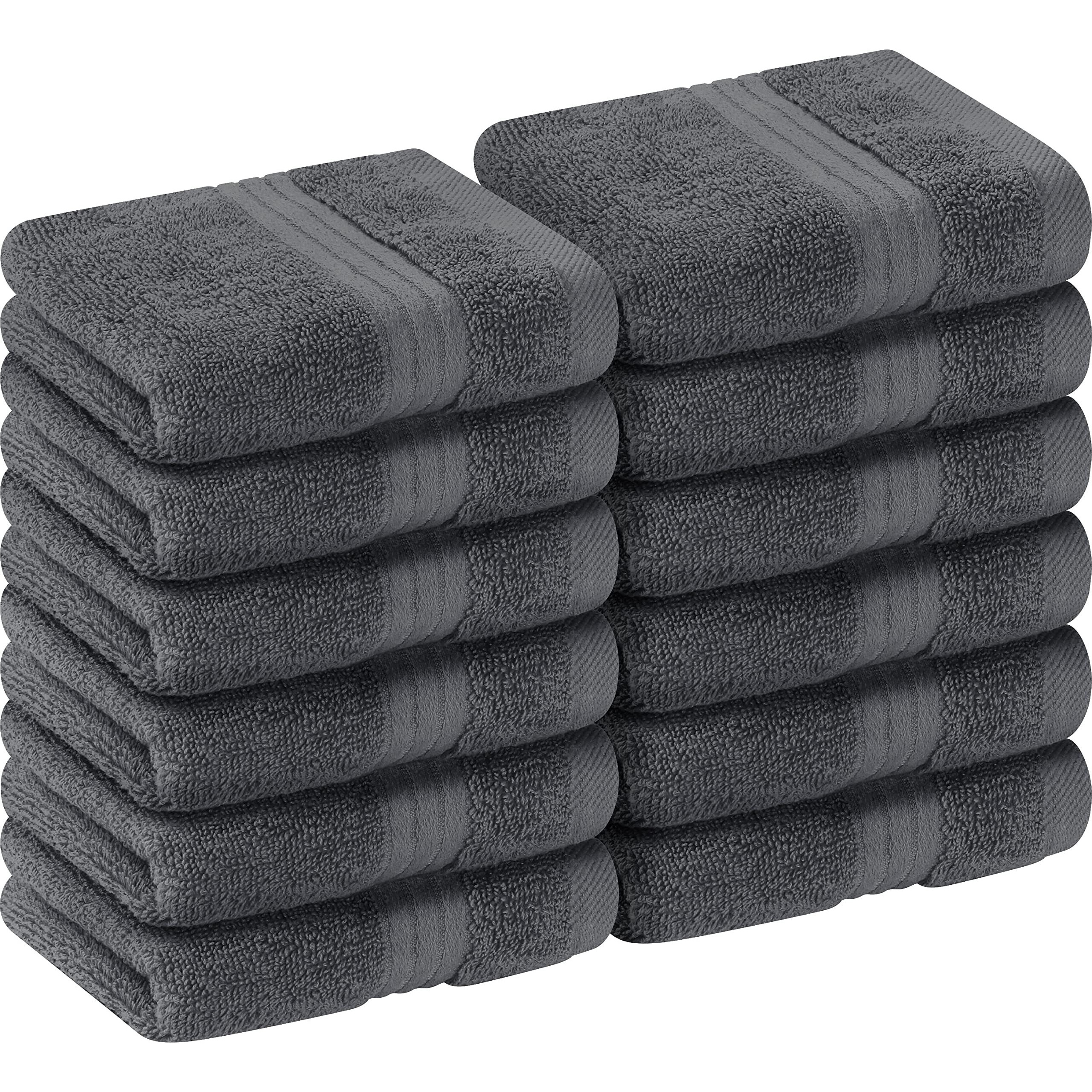 Utopia Towels (12 Pack) Luxury Wash Cloths Set (12 X 12 Inches) 600 Gsm 100% Cotton Ring Spun, Highly Absorbent And Soft Feel Washcloths For Bathroom, Spa, Gym, And Face Towel (Grey)