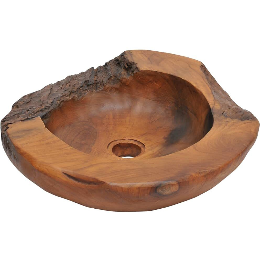 Vidaxl Solid Teak Wood Basin Wash Sink Bathroom Home Indoor Washbowl Bowl