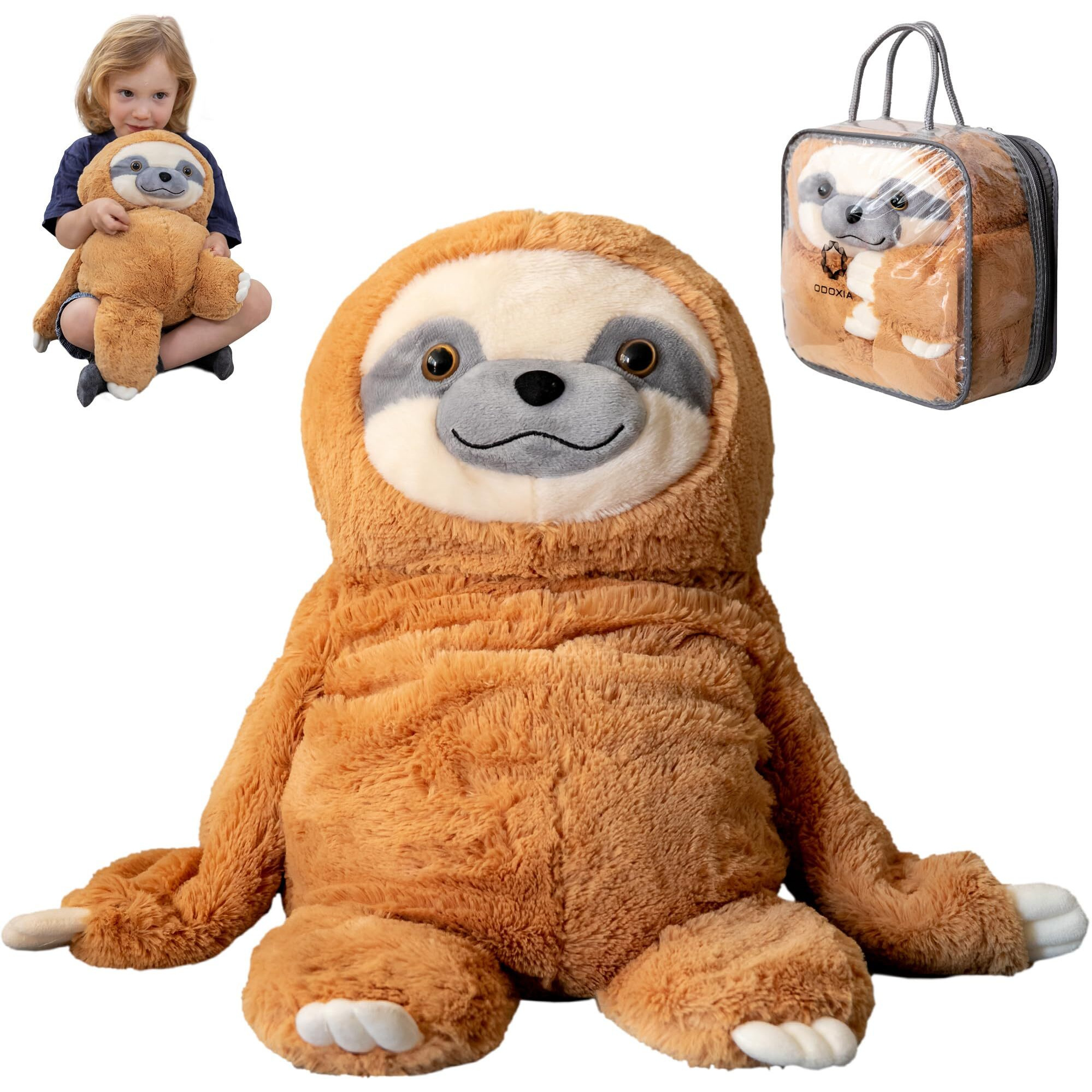 Weighted Stuffed Animal For Anxiety  Calming & Comforting 5 Lbs  Weighted Plush Animal Sloth  Anxiety Stuffed Animals For Adults & Kids  Carrying Bag Included  Machine Washable Weighted Plushie