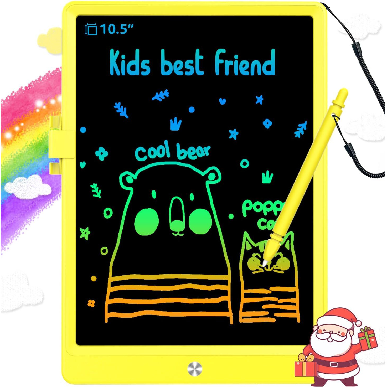 Lcd Writing Tablet Doodle Board,10.5 Inch Colorful Drawing Pad,Electronic Drawing Tablet, Drawing Pads,Travel Gifts For Kids Ages 3 4 5 6 7 8 Year Old Girls Boys (Yellow)