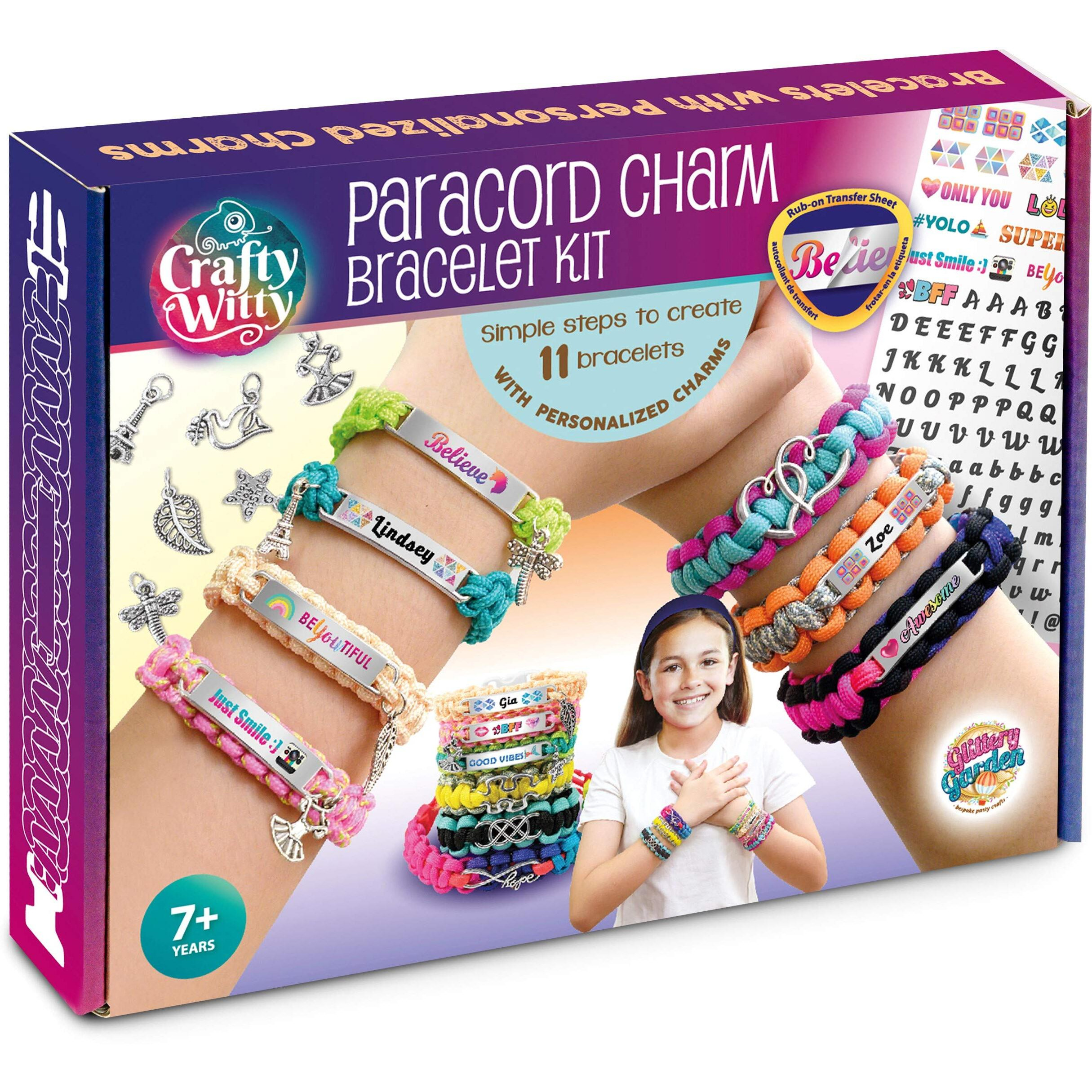 Paracord Bracelet Making Kit With Charms - Art & Craft Gift For Girls Age 8 9 10 11 12 & Teens 13 14 Year Old. Make Your Own Friendship & Fashion Jewelry For Birthday, Camp & Project Activity