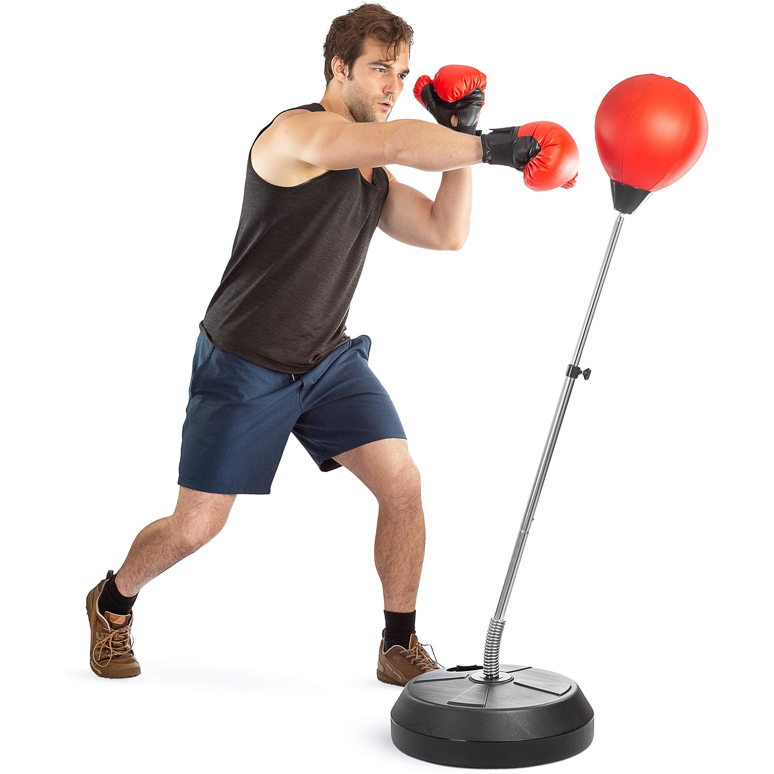 Punching Bag With Stand, Boxing Bag For Teens & Adults - Height Adjustable - Boxing Gloves Included - Speed Bag - Great For Training, Gifts For Teens, Boxing Equipment, Stress Relief & Fitness