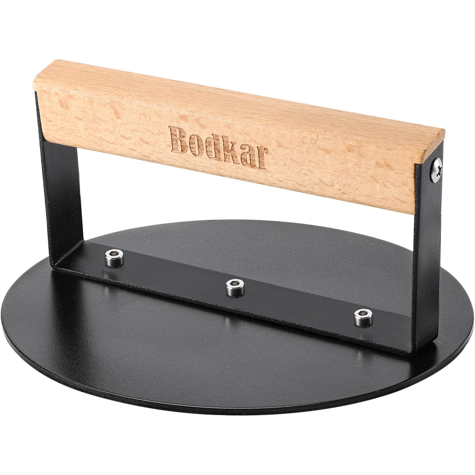 Bodkar Smash Burger Press 6 Inch, Round Burger Smasher Grill Press For Griddle Bacon Press Meat Steak Press With Wood Handle