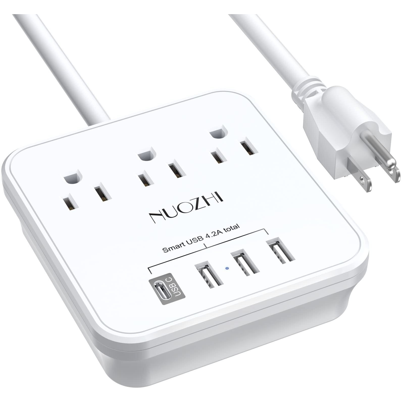 Cruise Essentials,6 Ft Power Strip With 3 Outlets And 4 Usb Ports(1 Usb C), Non Surge Protector For Cruise Ship, Travel, Home Office, Etl Listed, White