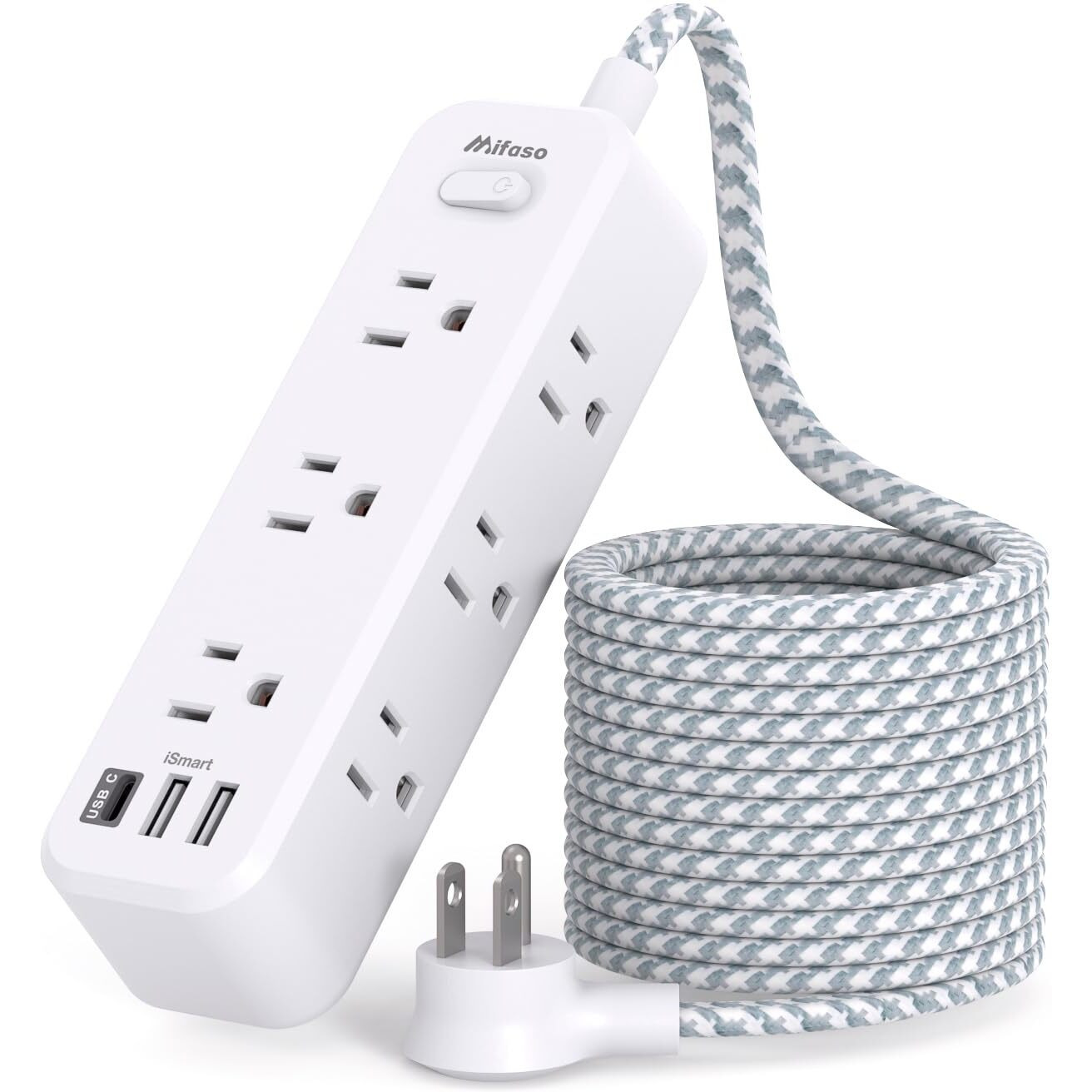 Surge Protector Power Strip, Braided Extension Cord With 9 Ac Outlets 2 Usb-A 1 Usb-C Ports, 5Ft Flat Plug Outlet Extension, 3 Sided Desktop Charging Station For Home,Office, Dorm, Travel, 900J