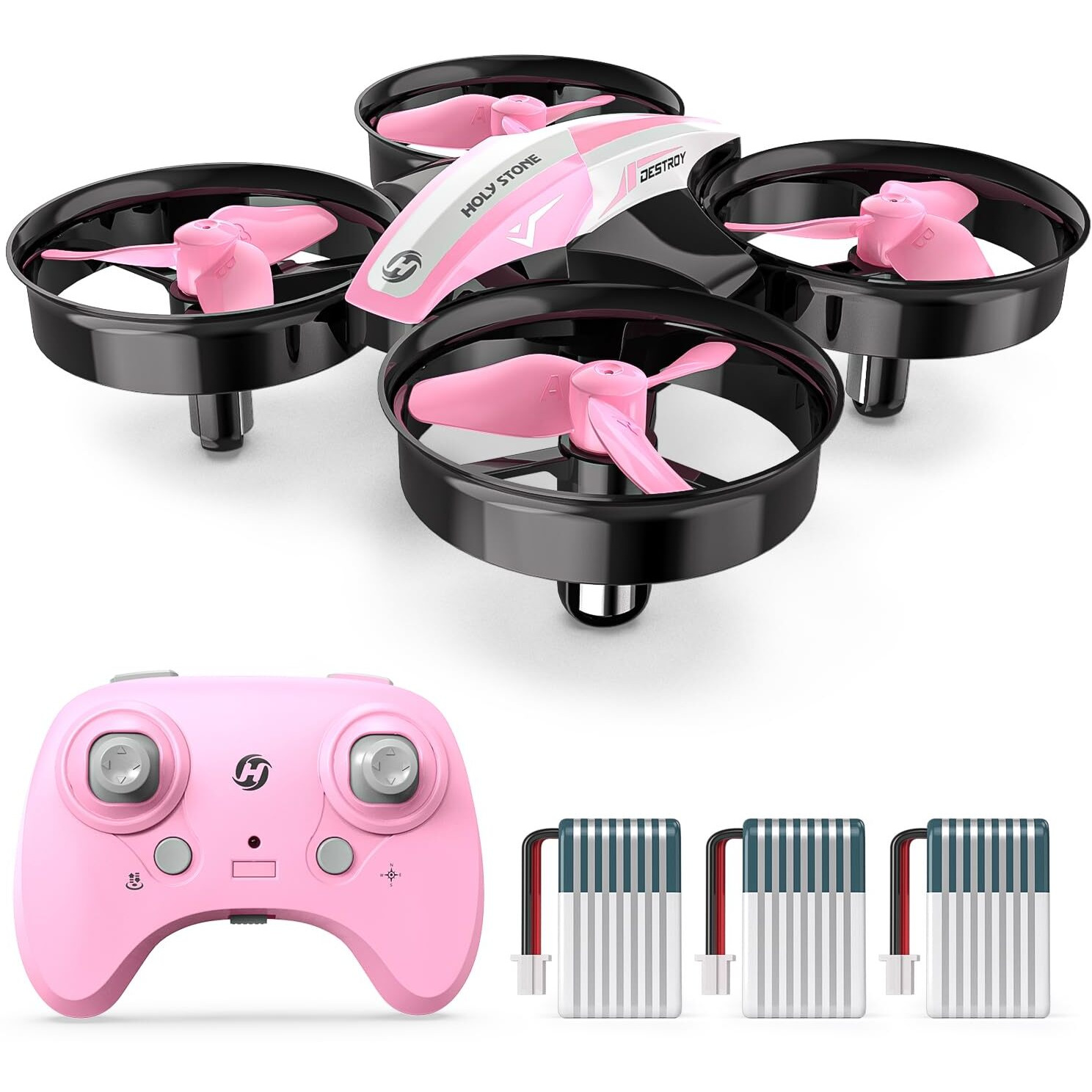 Holy Stone Hs210 Mini Drone For Kids 8-12 And Beginners With 3 Batteries, Rc Nano Quadcopter Indoor Drone With Circle Fly, Auto Hovering, 3D Flip, And Headless Mode, Great Gift Toy For Boys And Girls, Pink