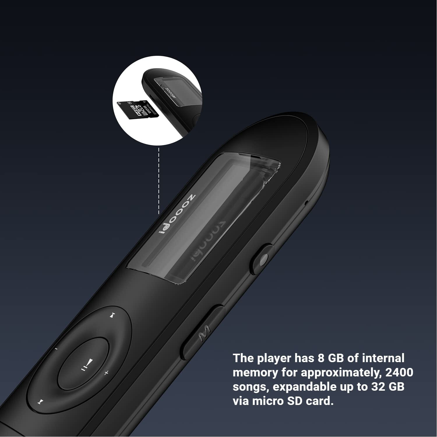 Mp3 Player, Usb Mp3 Player With Fm Radio,Voice Recorder,Idoooz U2 8Gb Music Player Expandable Up To 32 Gb Support One-Button For Recording (Black)