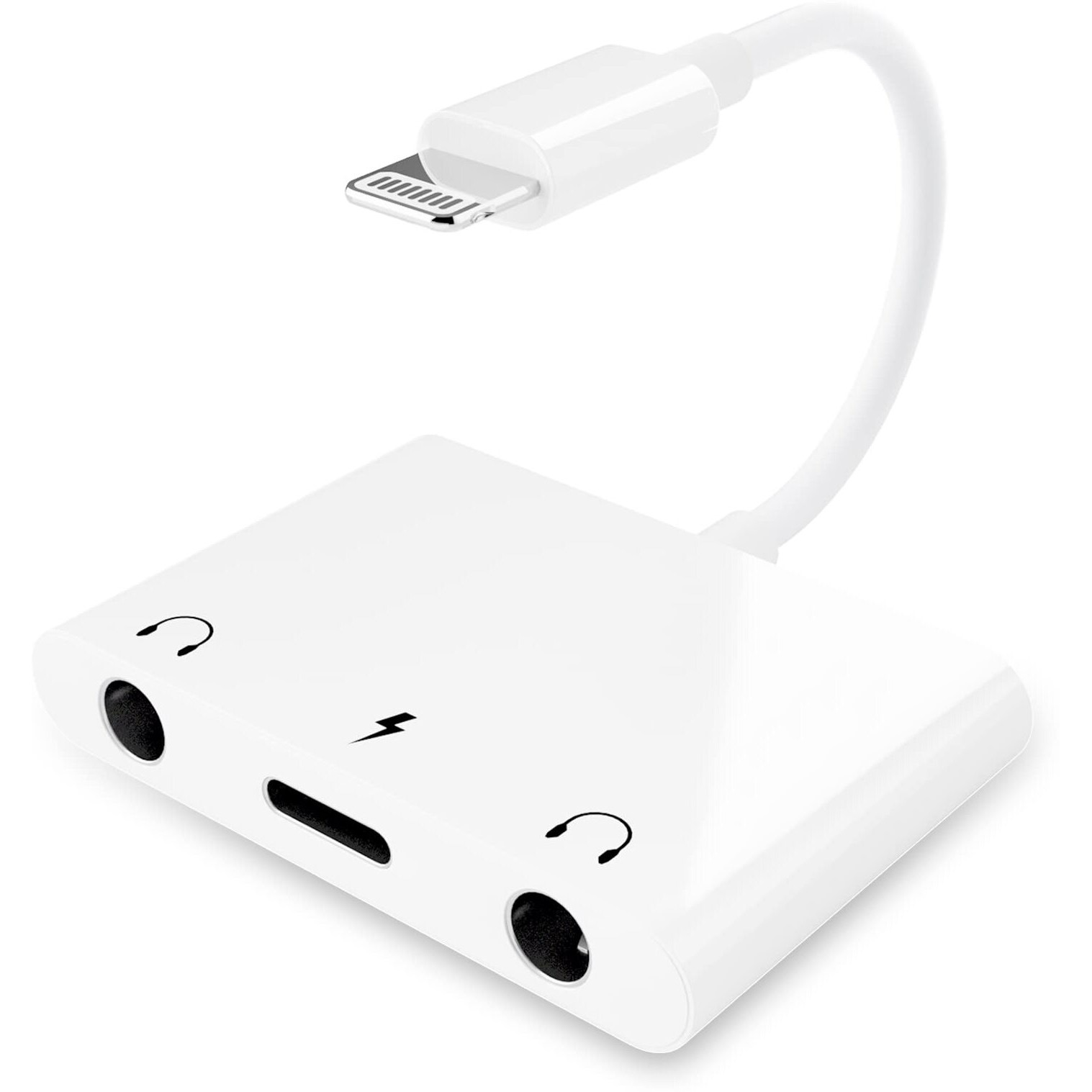Unitrox 3 In 1 Dual 3.5Mm Headphone Jack Adapter - Earphone Jack Audio And Charging Adapter - Headphone Splitter For Iphone 14/13/ 12/11/ X/ 8/ Ipad -Support Ios 13- White