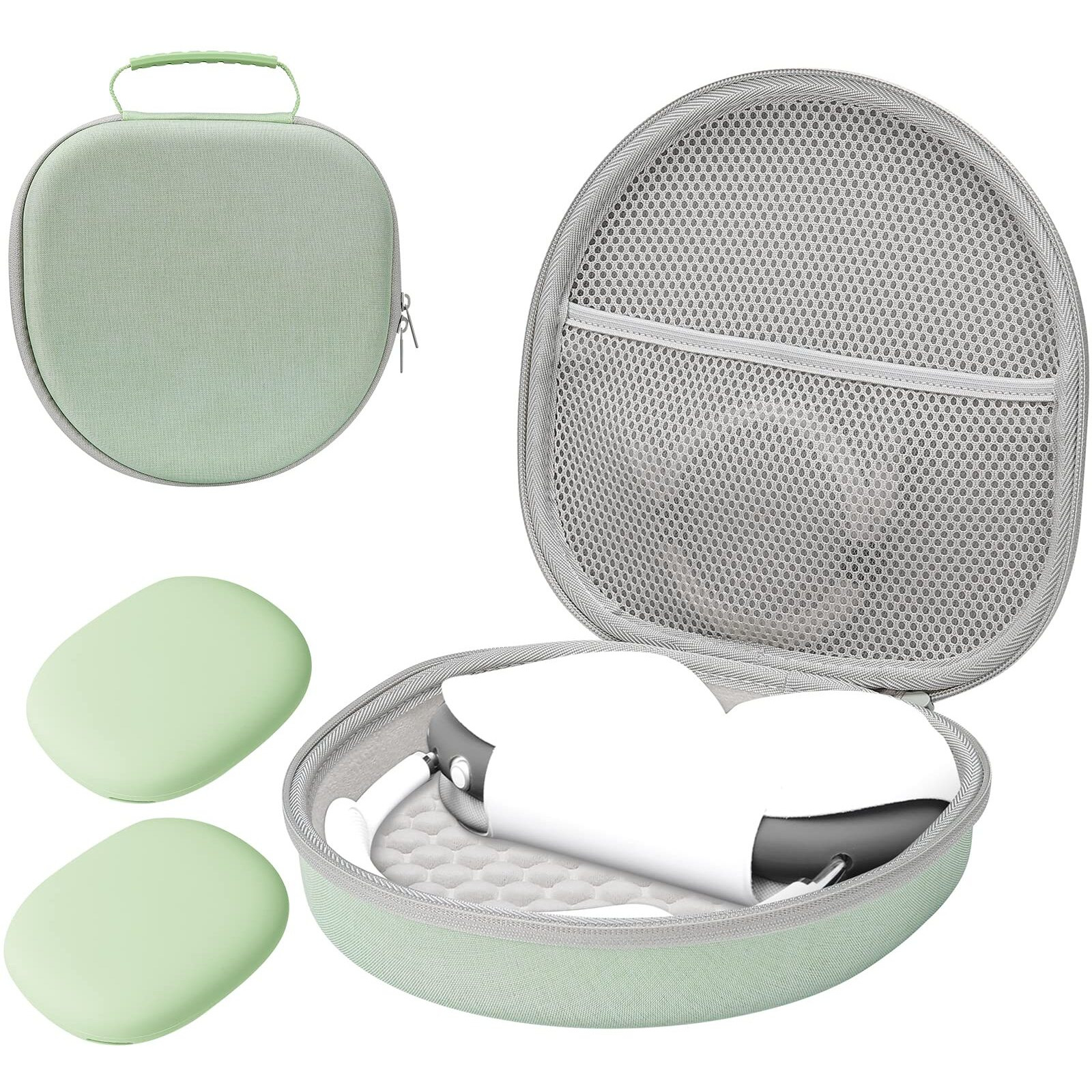 Procase Hard Case For New Airpods Max, Travel Carrying Headphone Case With Silicone Earpad Cover & Mesh Pocket, Airpods Max Protective Portable Storage Bag -Green