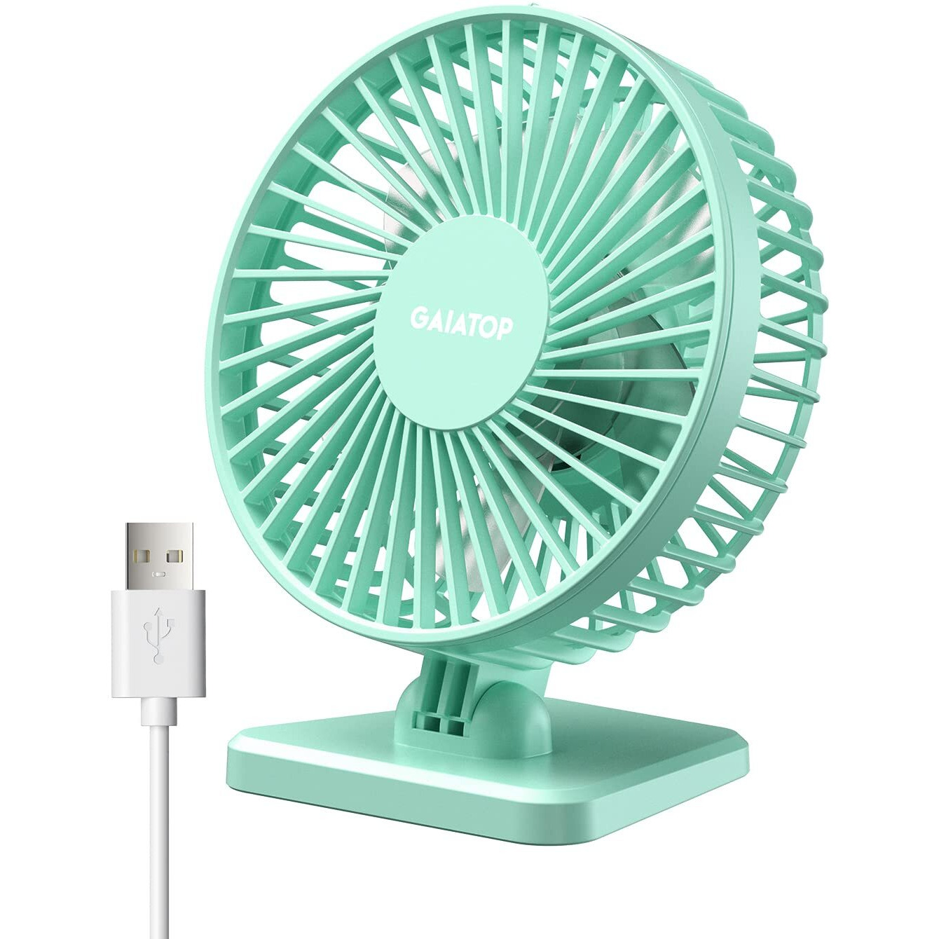 Gaiatop Usb Desk Fan, Small But Powerful, Portable Quiet 3 Speeds Wind Desktop Personal Fan, Adjustment Mini Fan Table Fan For Better Cooling, Home Office Car Indoor Outdoor(Green)