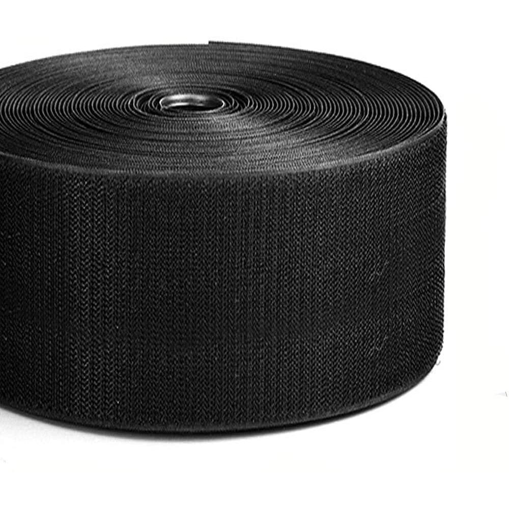 4'' Wide 5 Yards Long Heavy Duty Hook & Loop Cable Tie Cord Wrap Fastener Nylon Power Cord Management Wire Organizer Strap Reusable Cut To Size Self Gripping Tape Roll-2'' Wide Black Available