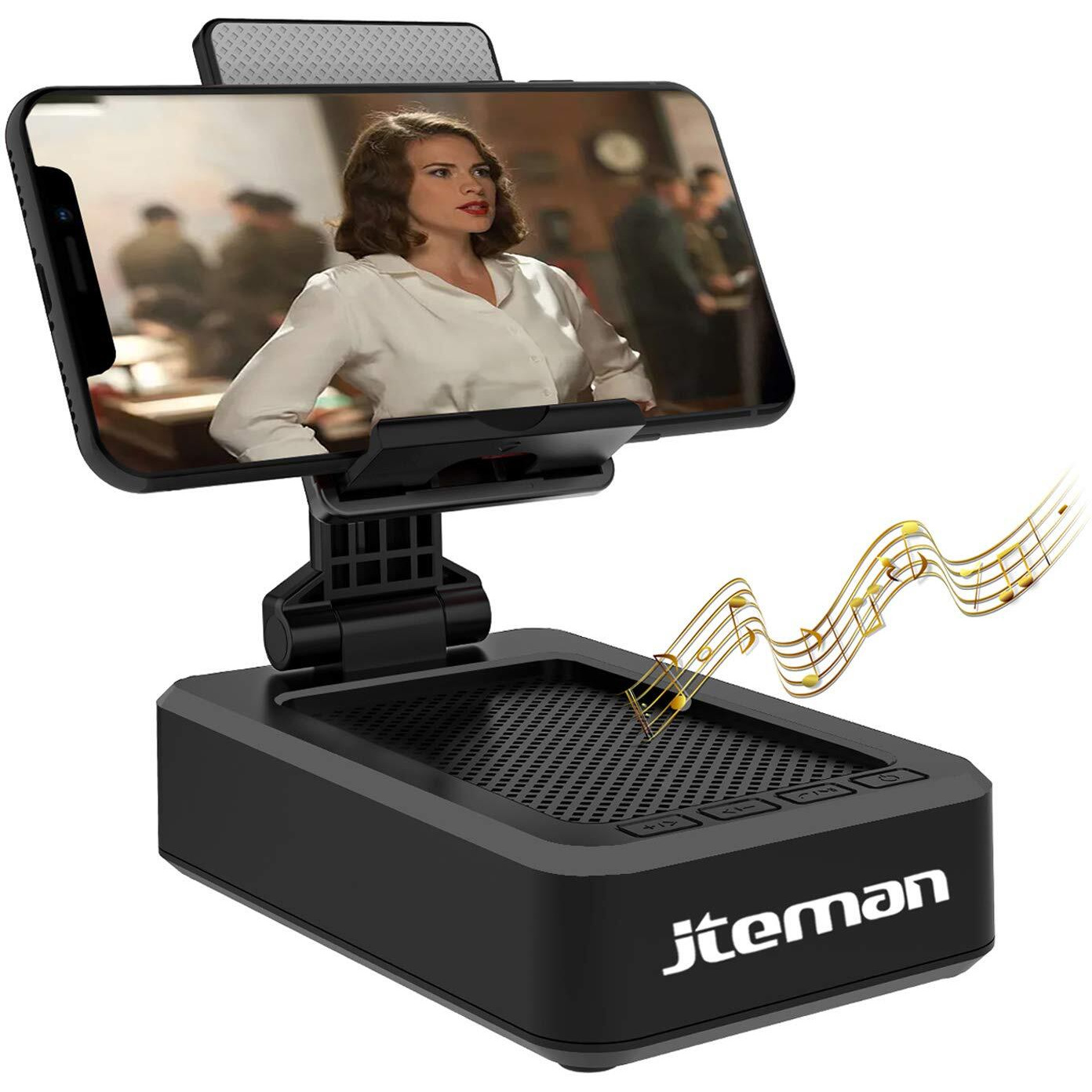 Cell Phone Stand With Wireless Bluetooth Speaker And Anti-Slip Base Hd Surround Sound Perfect For Home And Outdoors With Bluetooth Speaker For Desk Compatible With Iphone/Ipad/Samsung Galaxy
