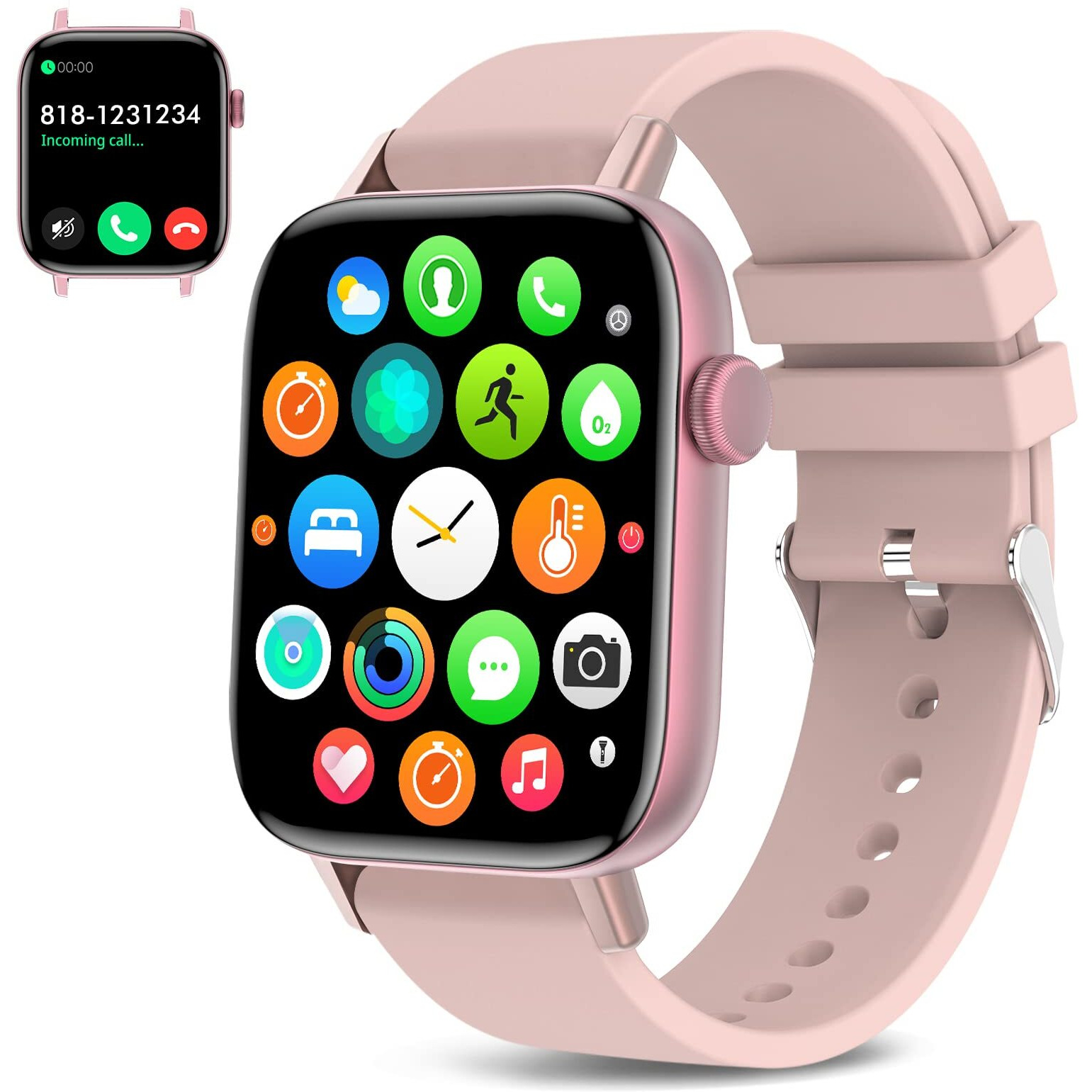 1.90'' With Smart Watch(Answer/Make Calls),Smart Fitness Tracker Watches For Android/Ios Phones,Bluetooth Call And Text Message/Sleep Monitor/Heart Rate/Step Counter Android Smartwatch For Women Men