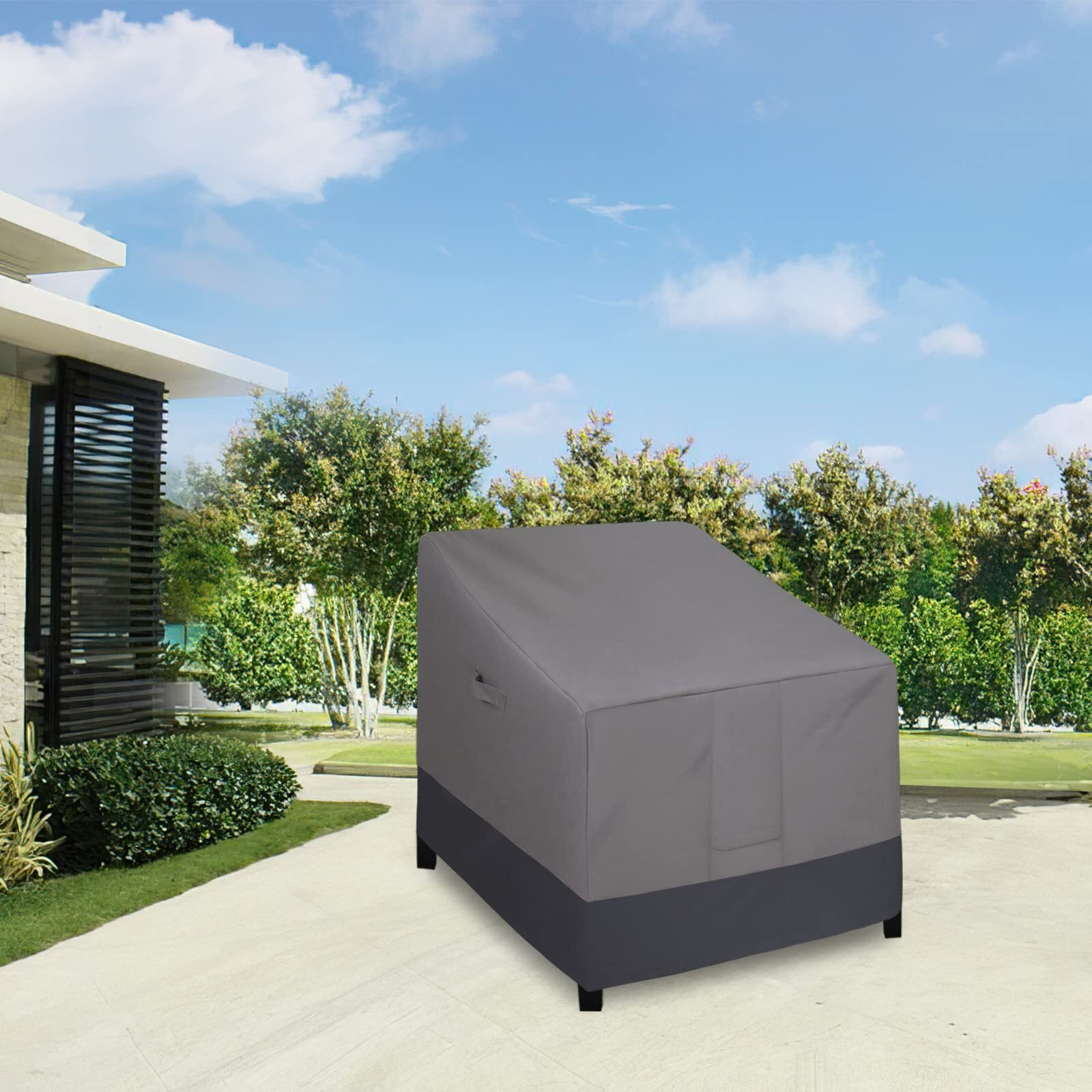 Easy-Going Outdoor Chair Cover Waterproof, Heavy Duty Patio Chair Cover, Windproof Outdoor Furniture Cover With Air Vent (1 Pack-33.5Wx40Dx36H Inch, Gray/Dark Gray)