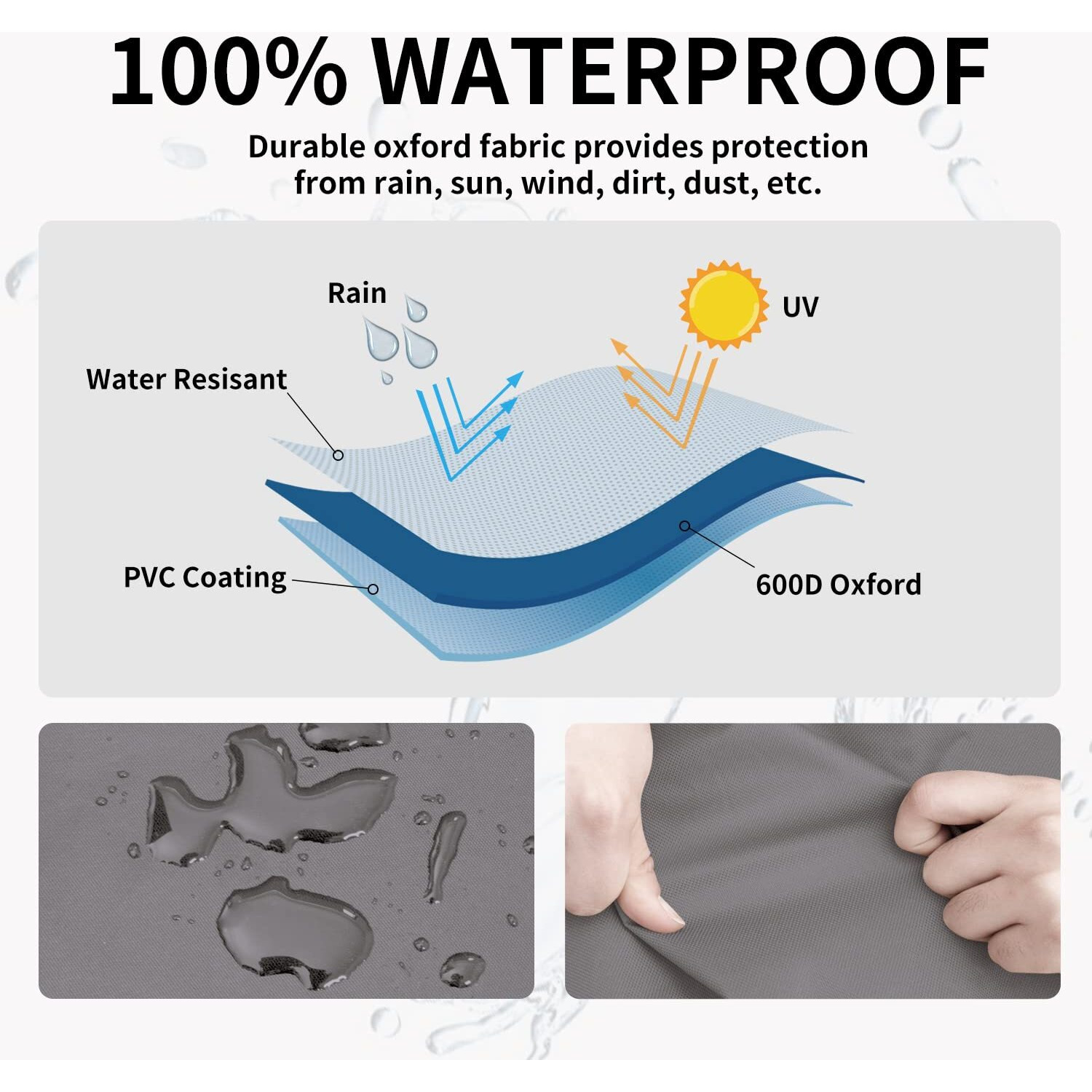 Easy-Going Outdoor Chair Cover Waterproof, Heavy Duty Patio Chair Cover, Windproof Outdoor Furniture Cover With Air Vent (1 Pack-33.5Wx40Dx36H Inch, Gray/Dark Gray)