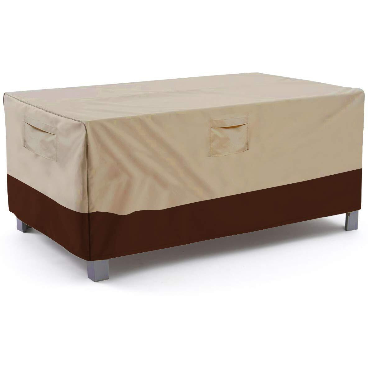 Vailge Veranda Rectangular/Oval Patio Table Cover, Heavy Duty And Waterproof Outdoor Lawn Patio Furniture Covers, Large Beige & Brown