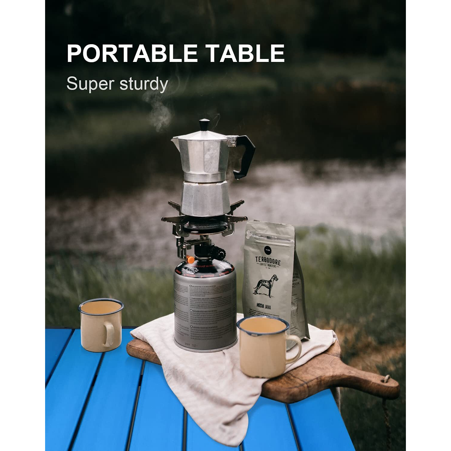 Mssohkan Camping Table Folding Portable Camp Side Table Aluminum Lightweight Carry Bag Beach Outdoor Hiking Picnics Bbq Cooking Dining Kitchen Blue Small