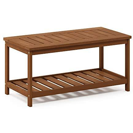 Furinno Fg18508 Tioman Hardwood Patio Furniture 2-Tier Coffee Table In Teak Oil, Natural