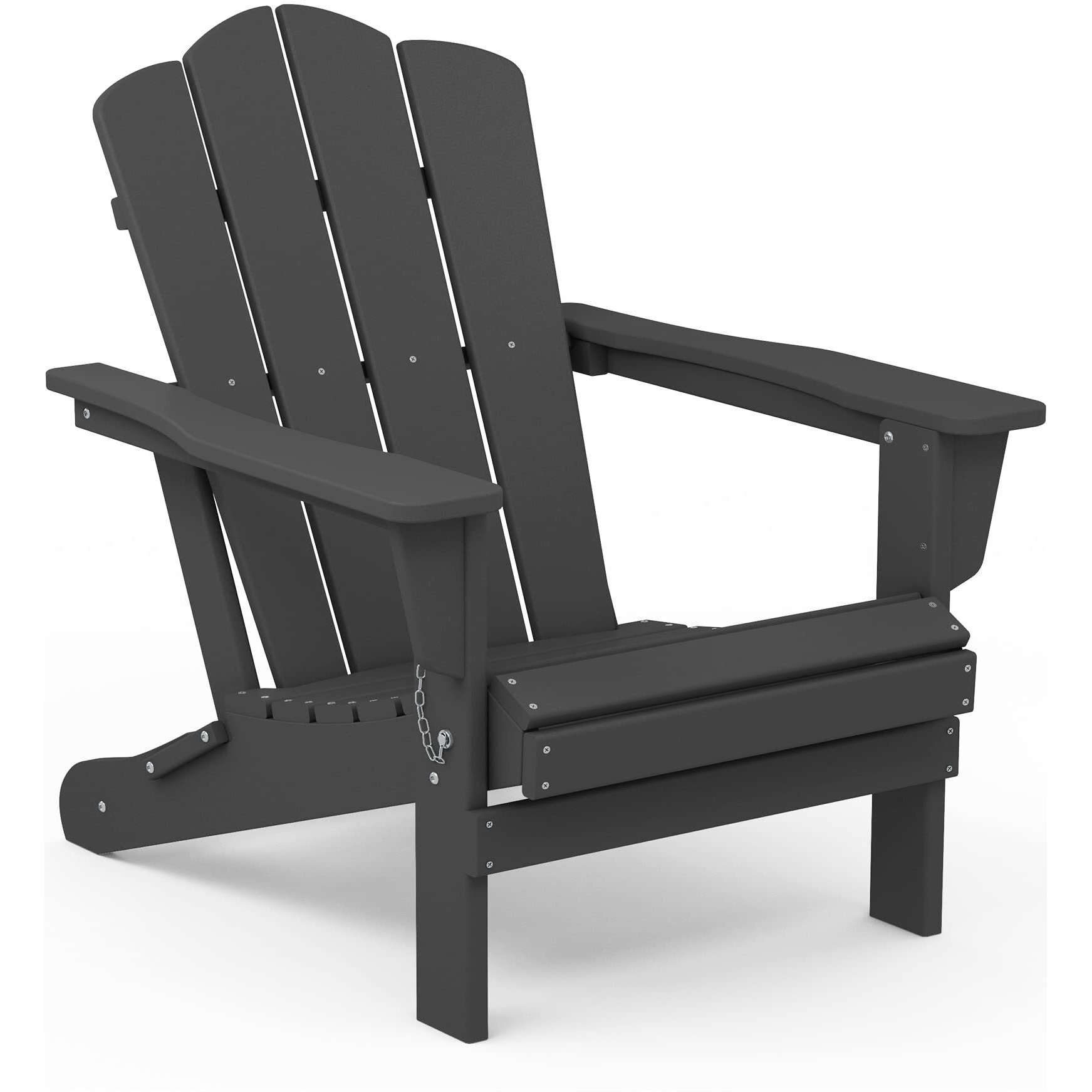 Kingyes Folding Adirondack Chair For Relaxing, Hdpe All-Weather Folding Adirondack Chair, Stackable, Arm Rest, Ergonomic, Grey