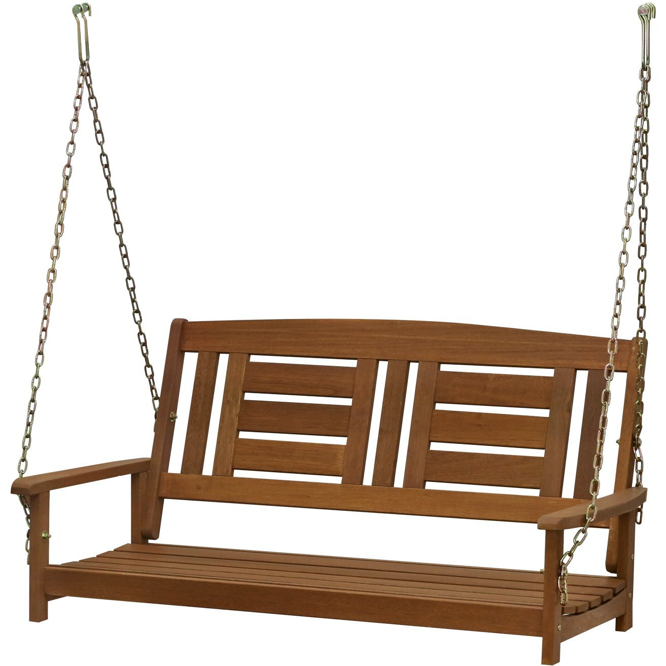 Furinno Tioman Hardwood Patio / Garden / Outdoor 4Ft Porch Swing, 2 Seater With Hanging Chains, Natural