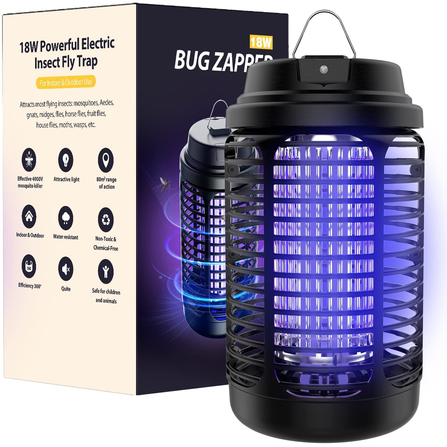 Bug Zapper With Light Sensor, Mosquito Zapper Outdoor 18W Electric Insect Killer, Waterproof Mosquito Killer, Mosquito Repellent Outdoor, Fly Trap For Home Garden Patio, Outdoor Mosquito Control