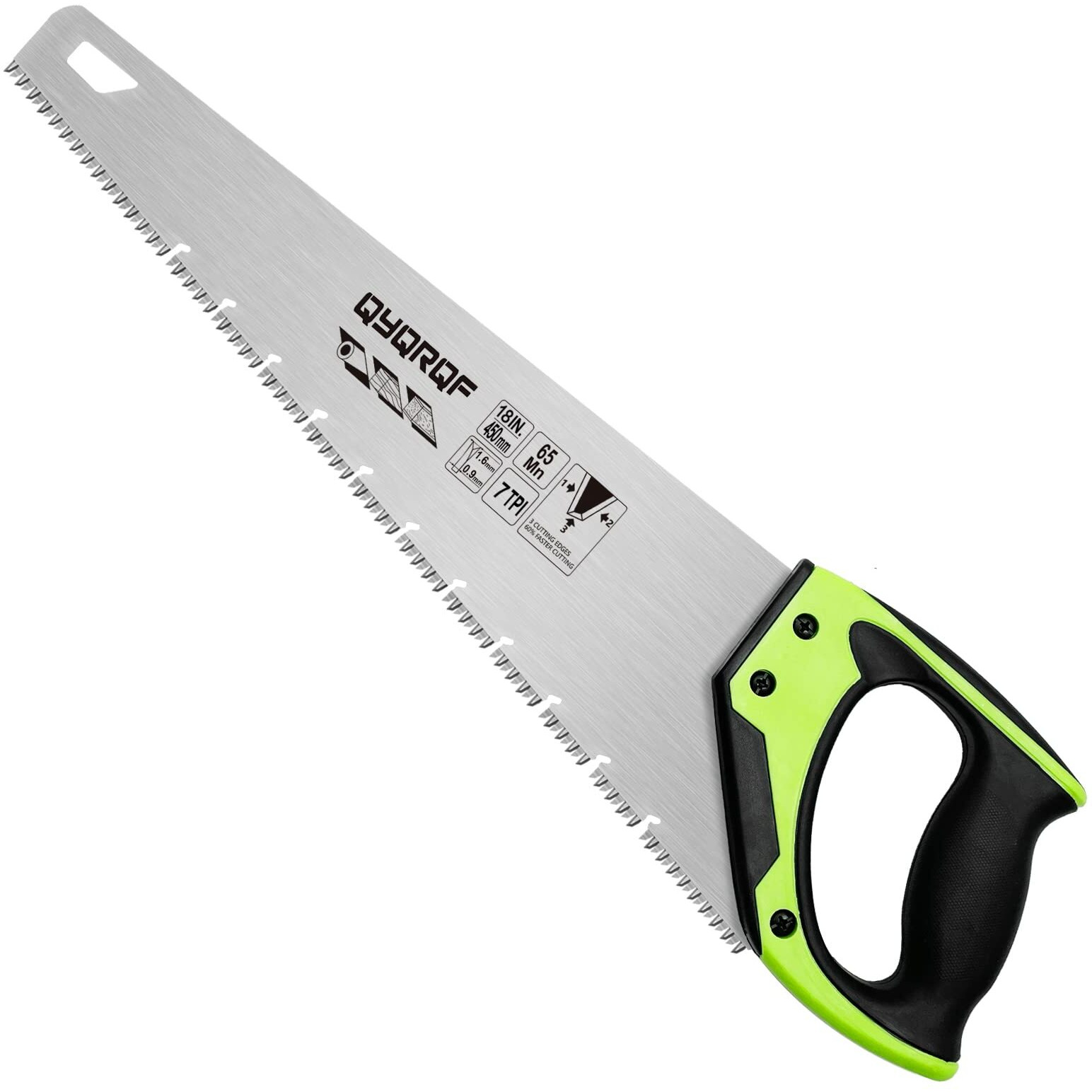 Qyqrqf 18 Inch Hand Saw, Upgraded Heavy Duty Wood Saw With Chip Removal Design Rust-Proof Handsaw For Sawing Pruning Gardening Wood Plastic And Drywall