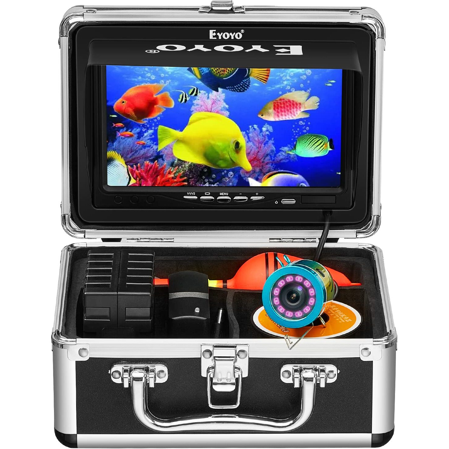 Eyoyo Underwater Fishing Camera 7 Inch Lcd Monitor Fish Finder Waterproof 1000Tvl Fishing Camera 12Pcs Infrared Lights For Lake, Boat, Ice Fishing