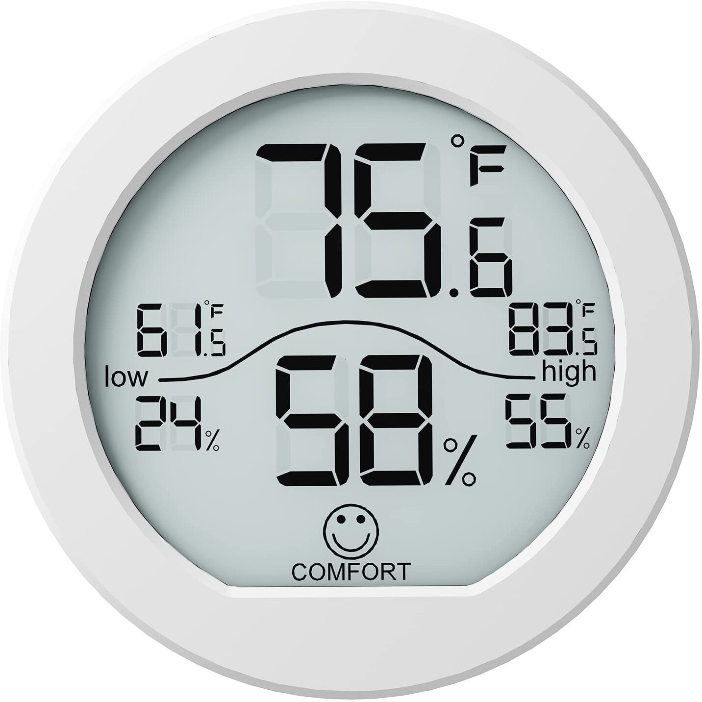 Indoor Thermometer Digital Hygrometer 3 Pack - Room Thermometer And Humidity Gauge - Lcd Hygrometer Thermometer With Max And Min Records(White)