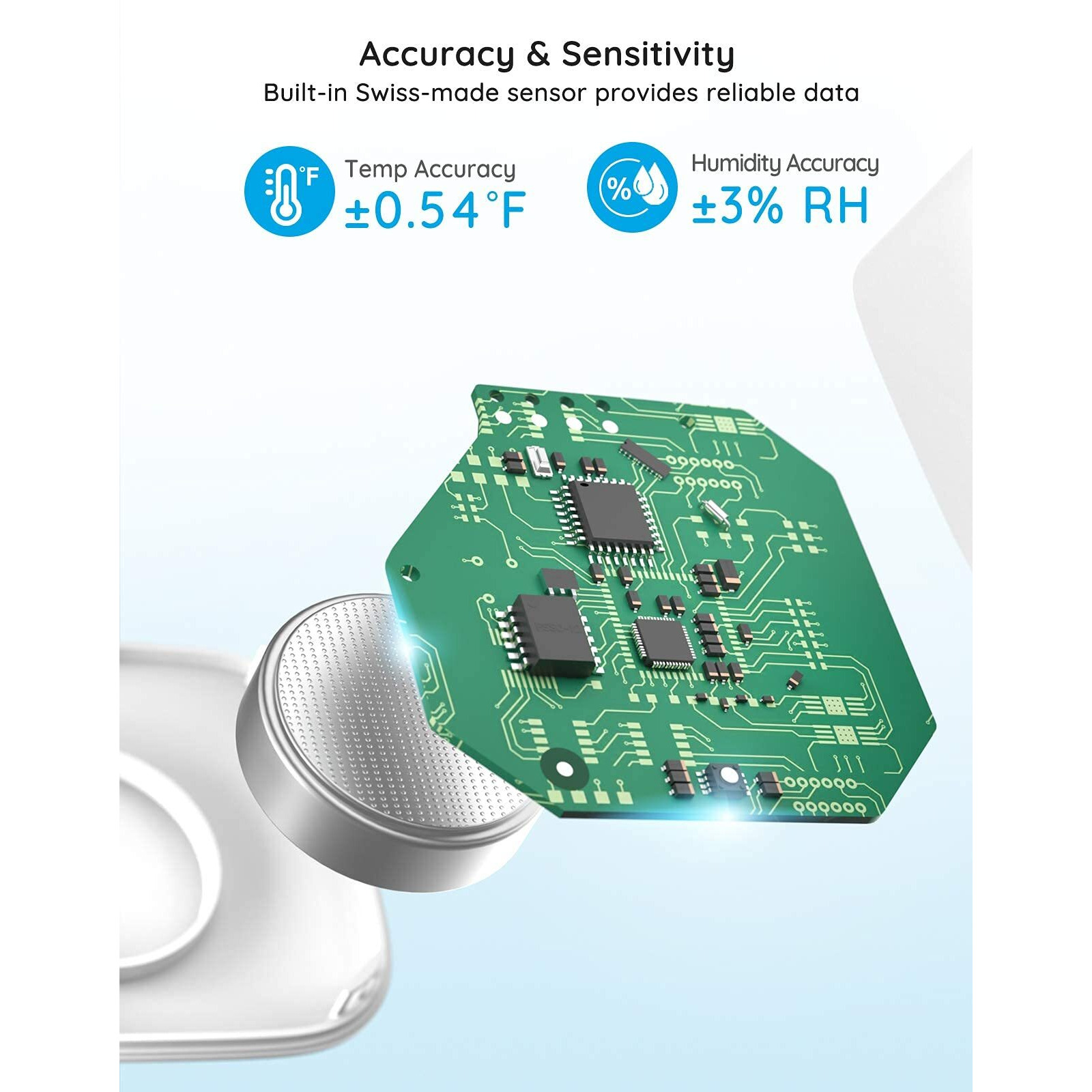 Govee Bluetooth Hygrometer Thermometer, Wireless Thermometer, Mini Humidity Sensor With Notification Alert, Data Storage And Export, 262 Feet Connecting Range, 2 Pack
