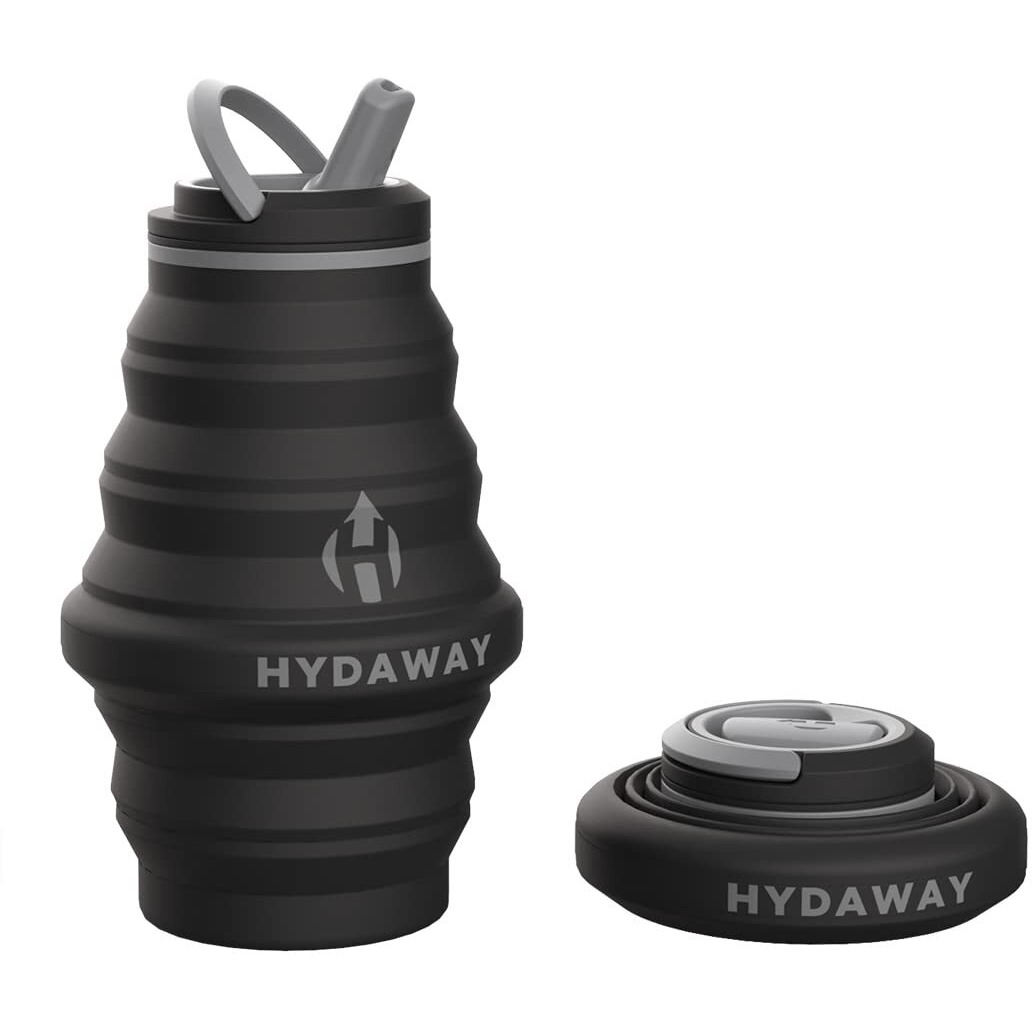 Hydaway Collapsible Water Bottle - 17Oz, Midnight I Reusable Water Bottle With Flip Top Lid For Travel, Hiking, Backpacking I Portable & Leakproof, Food-Grade Silicone, Bpa Free, Collapse To 1.5