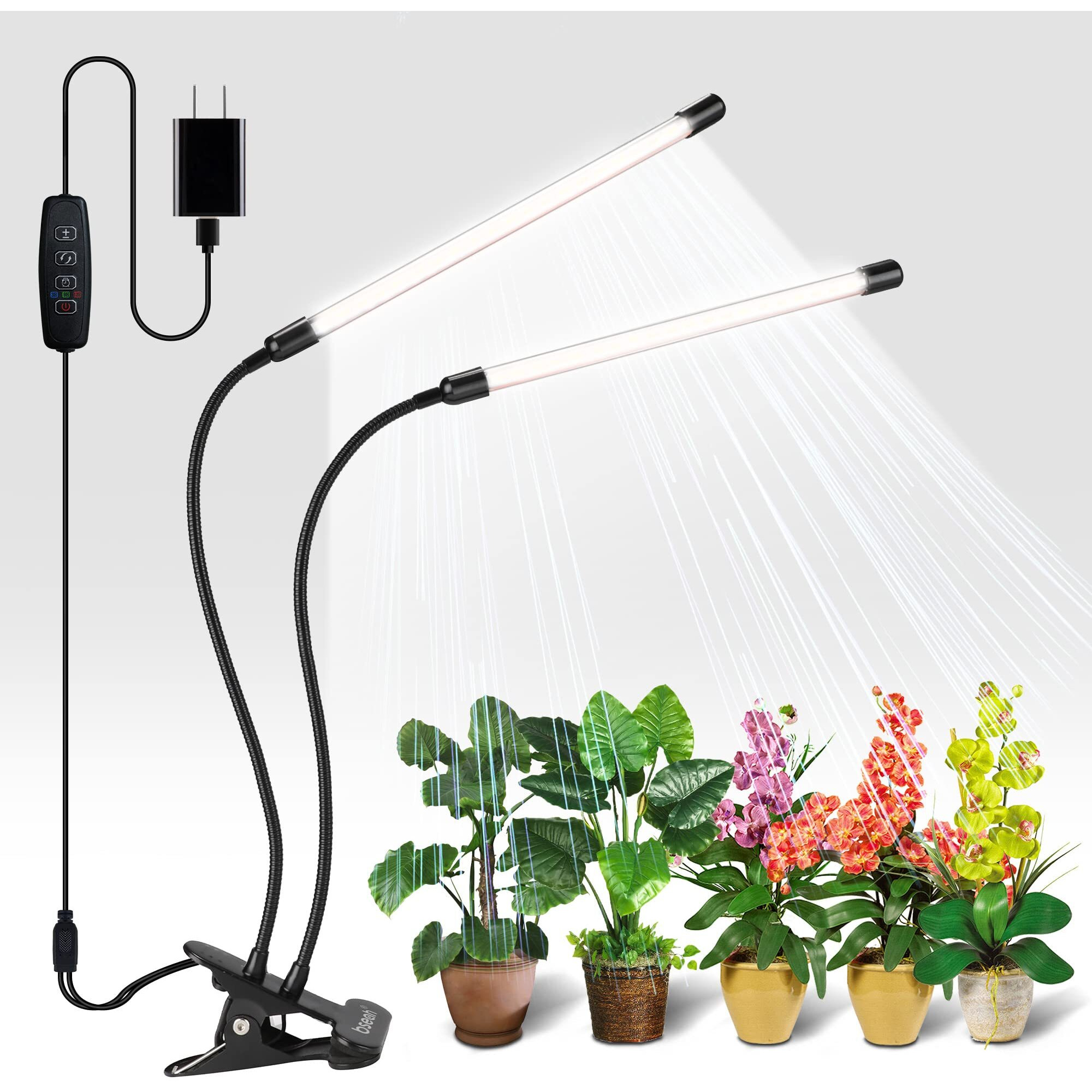 Bseah Plant Grow Light For Indoor Plants, Full Spectrum Indoor Grow Light, 3 Modes & 10-Level Dimmable, Auto On & Off Timer 3/9/12H