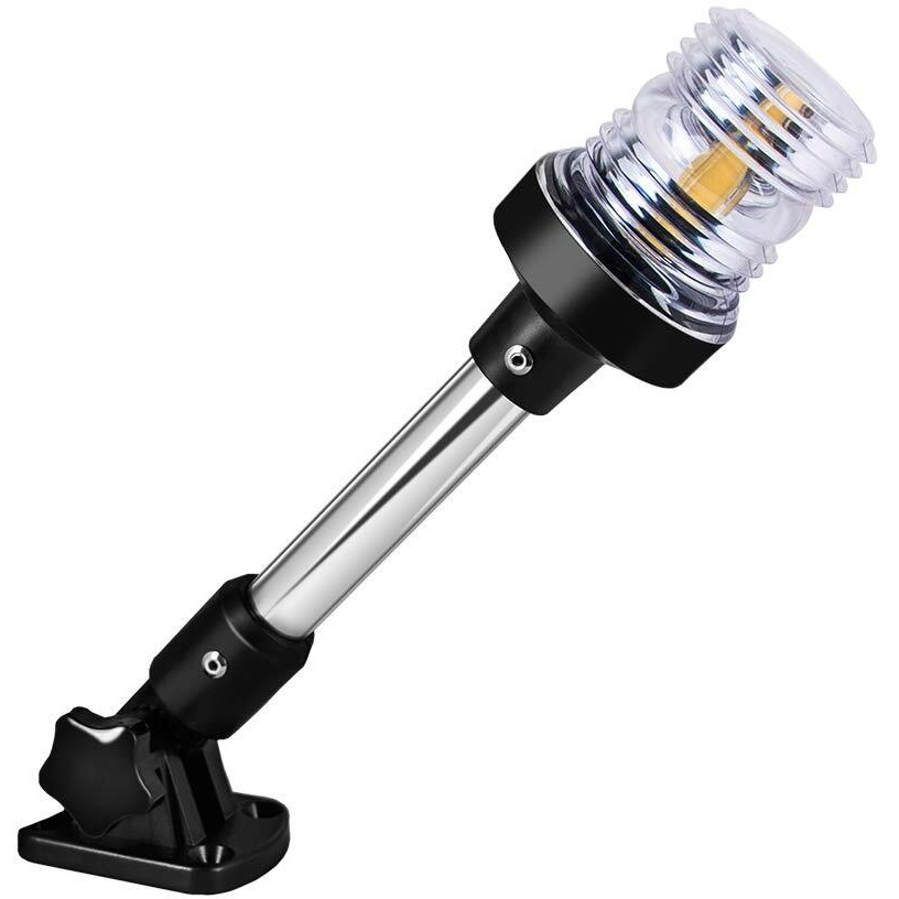 Sebnux White Led Fold Down Boat Stern Light Boat Anchor Light For Pontoon And Fishing Boat (12"")