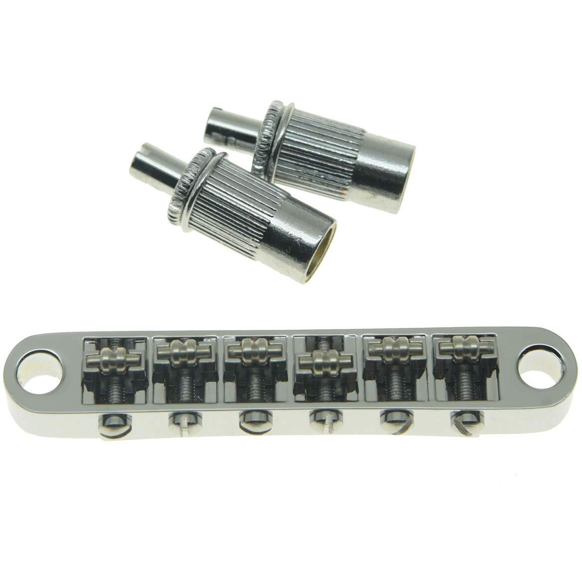 Kaish Chrome Guitar Roller Saddle Bridge Tune-O-Matic Bridge With Roller Saddles For Epi Les Paul,Sg,Dot,Bigsby Guitar With M8 Threaded Posts
