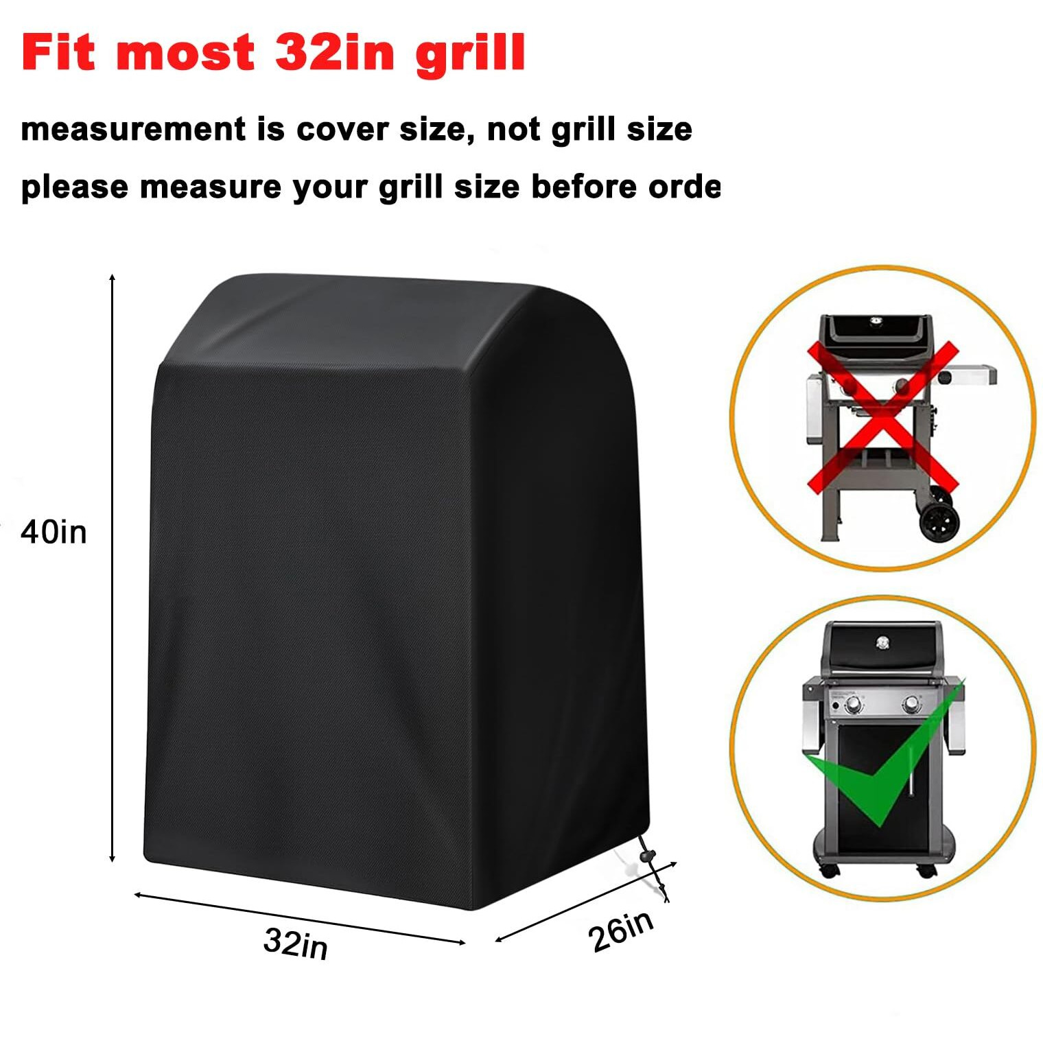 Samhe Grill Cover, 32-Inch Waterproof Uv Resistant Heavy Duty Small Bbq Grill Cover For Outdoor Grill, Fit For Nexgrill Brinkmann Weber Char-Broil And More