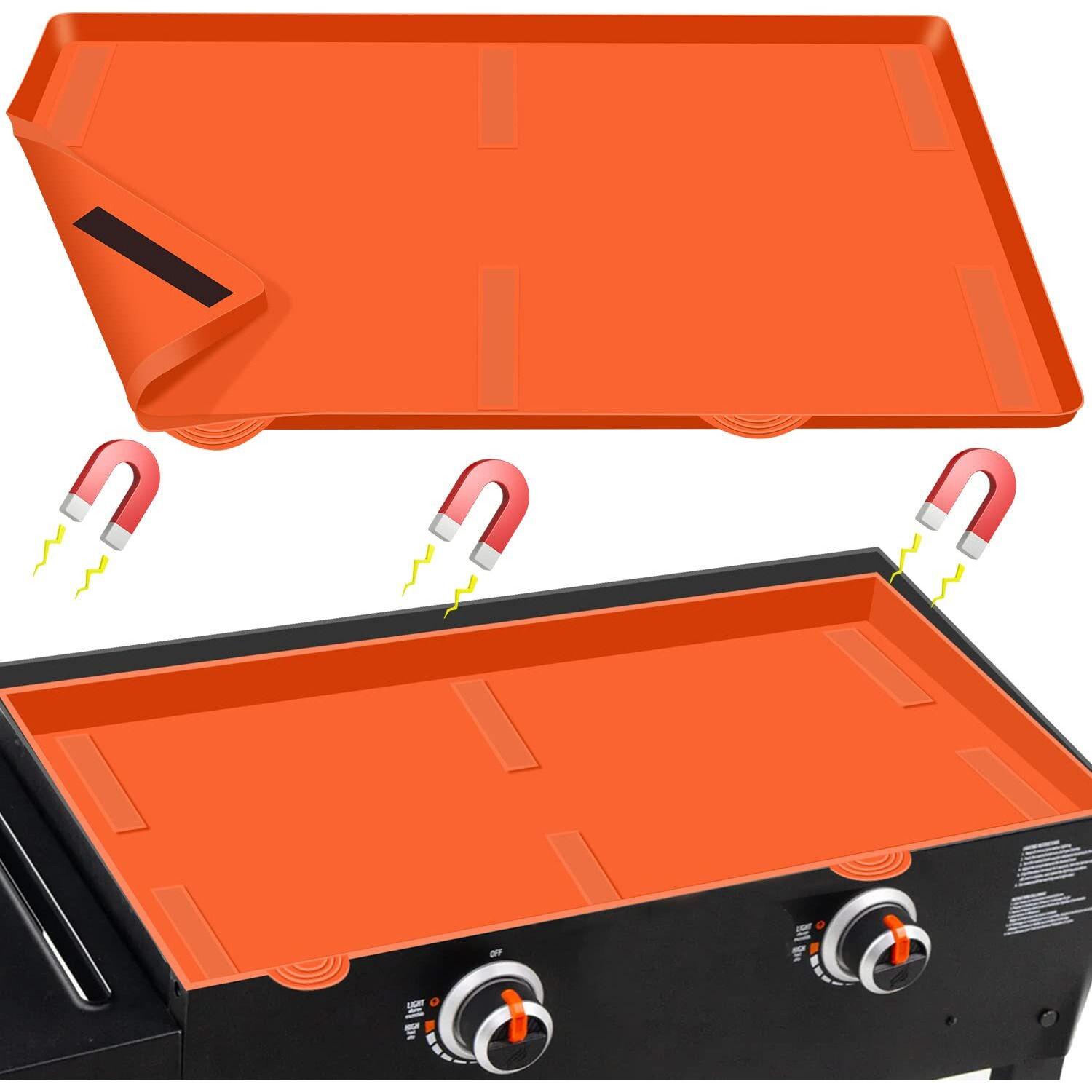 28"" Griddle Mat Silicone For Blackstone, Magnetic Protective Cover Mats Blackstone Griddle Top Covers For Blackstone Protector Outdoor-Orange