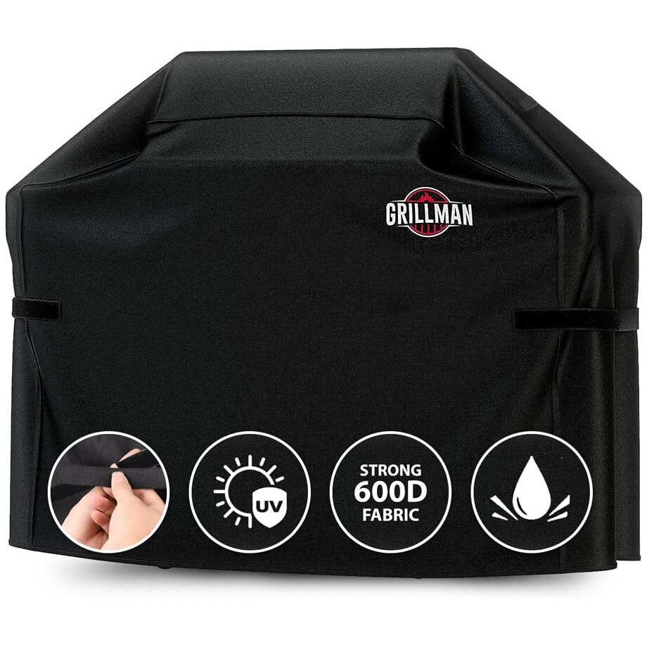 Grillman Premium Bbq Grill Cover. Rip-Proof & Waterproof (64"" L X 24"" W X 48"" H, Black) Top Heavy Duty Large Grill Cover For Weber Spirit, Genesis, Charbroil, Etc. Barbecue Cover And Gas Grill Covers