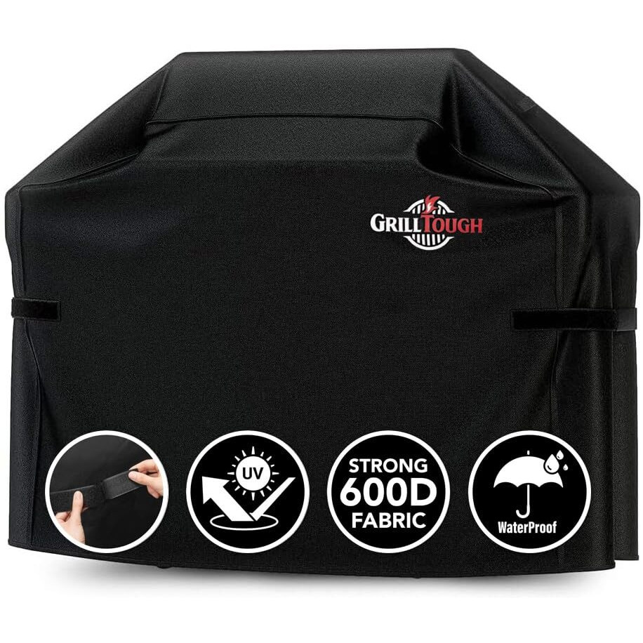 Grilltough Heavy Duty Bbq Grill Cover For Outdoor Grill, 60 Inch - Waterproof, Weather Resistant, Uv & Fade Resistant With Adjustable Straps - Gas Grill Cover For Weber, Charbroil