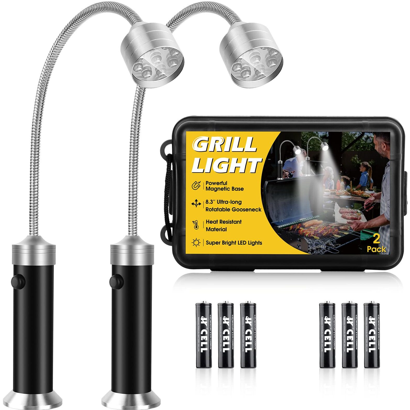 Barbecue Grill Lights, Stocking Stuffers Christmas Gifts For Men Dad Adults Husband, Bbq Grill Accessories For Outdoor Grill Grilling Gifts For Men, Magnetic Base, Super Bright Led, Pack Of 2