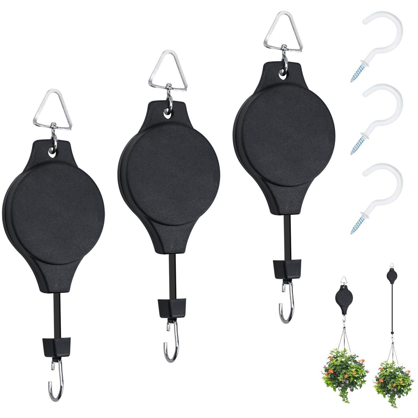 Yotako 3 Pack Plant Hook Pulley, Plant Pulleys For Hanging Plants Plant Pulley Hanger Retractable Plant Hanger Retractable Hook For Plants For Garden Baskets Pots And Birds Feeder
