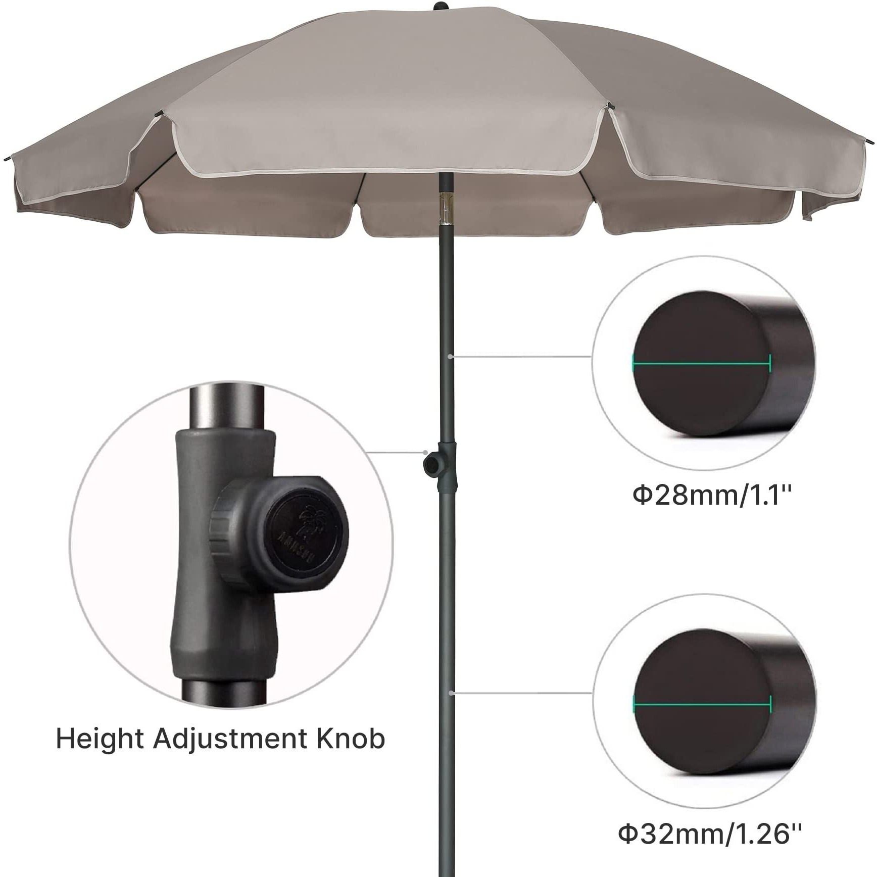 Ammsun Patio Umbrella, 6.5 Ft Outdoor Table Umbrella With Tilt Steel Pole, Upf50+ Protection, Great For Outdoor Garden Backyard, Beige