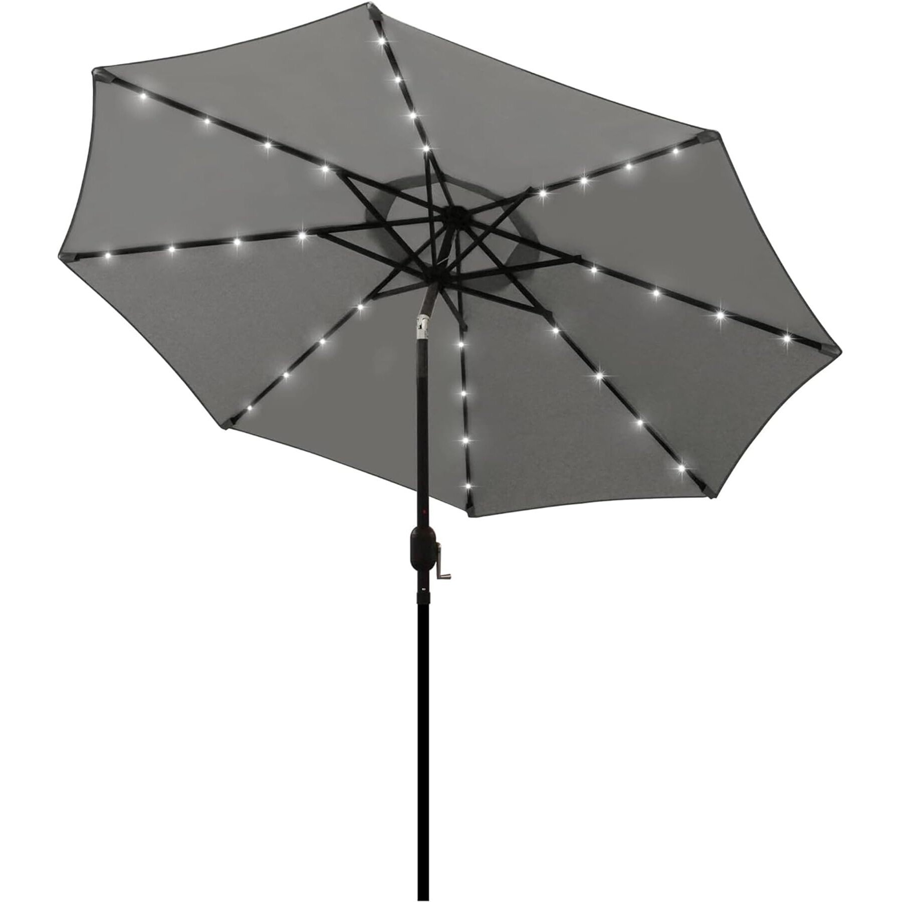 Blissun 9 Ft Solar Umbrella, 32 Led Lighted Patio Umbrella, Table Market Umbrella, Outdoor Umbrella For Garden, Deck, Backyard, Pool And Beach (Grey)