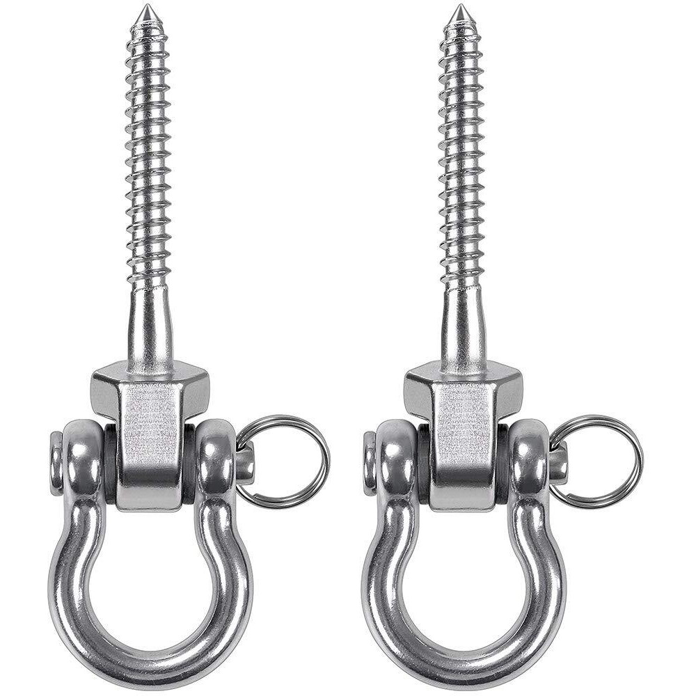 Benelabel Heavy Duty Swing Hangers - Set Of 2 Stainless Steel Screw Brackets For Indoor & Outdoor Hanging Chairs, Swings, Hammocks, Punching Bag - Innovative 2 In 1 Design - 1800Lb Capacity