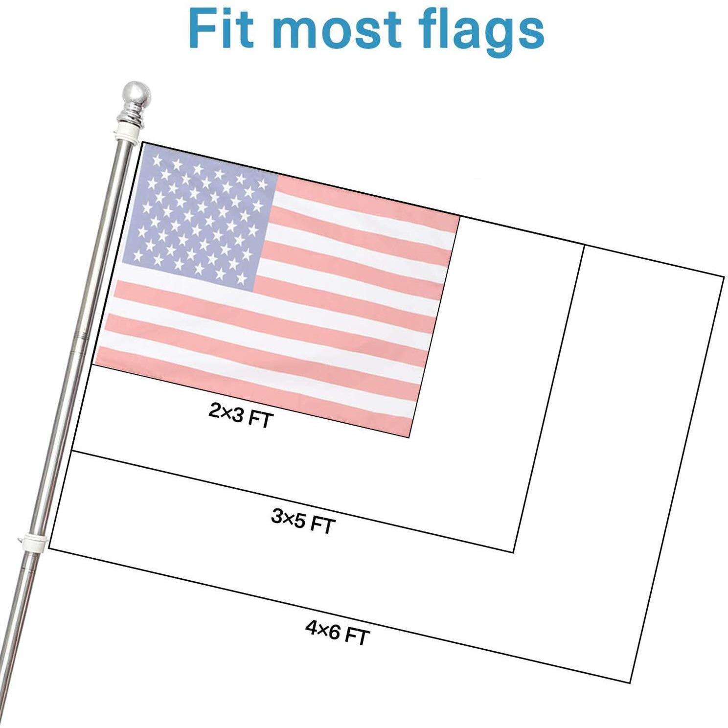 6Ft Flag Pole Kit,Stainless Steel Heavy Duty American Us Flagpole, Rustproof For Outdoor Garden Roof Walls Yard House(Without Bracket)