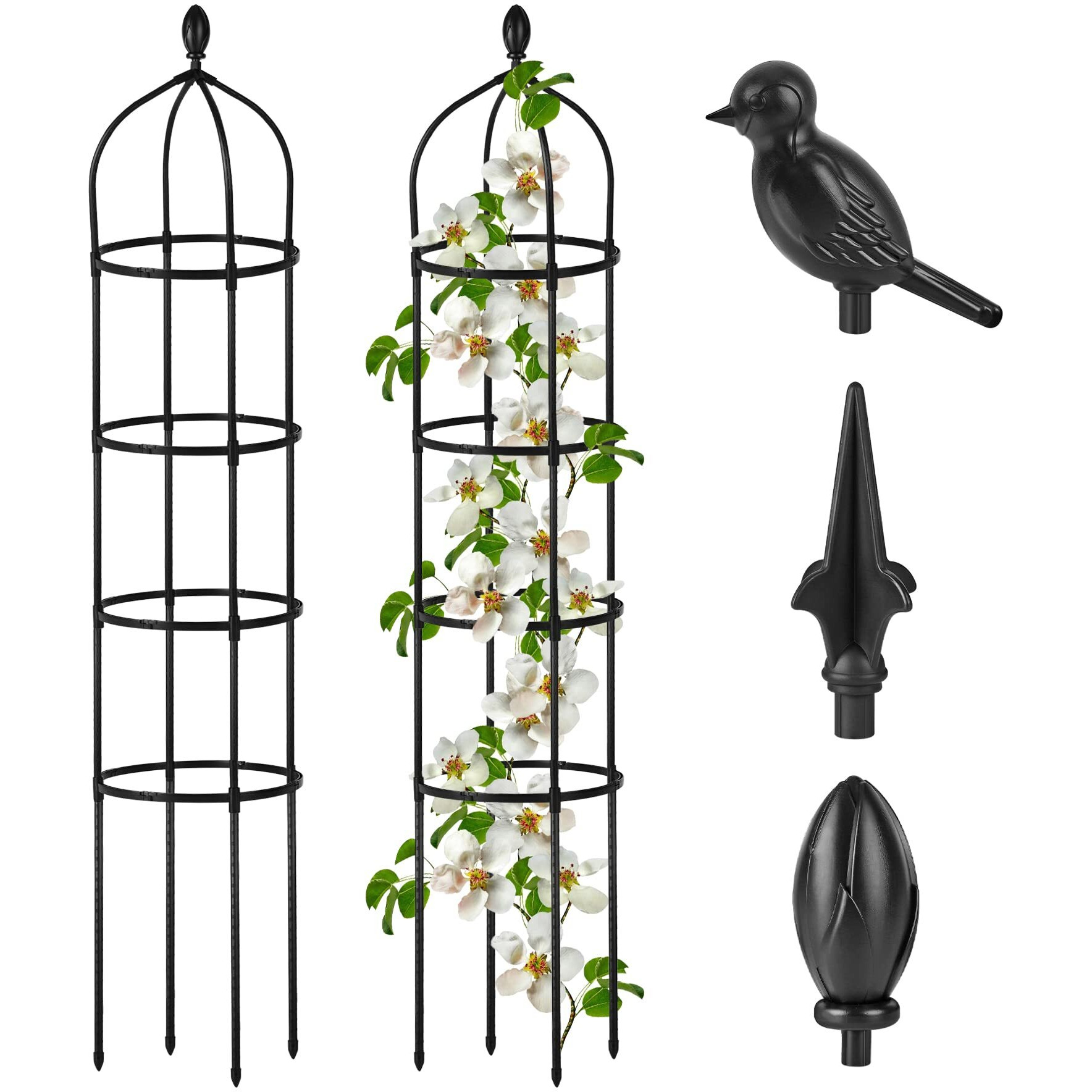 Garden Obelisk Trellis For Climbing Plants Outdoor 6 Ft Rose Bush Round Trellis For Pots Rustproof Metal Plant Flower Trellises For Clematis Vine Jasmine Support Outdoor Indoor