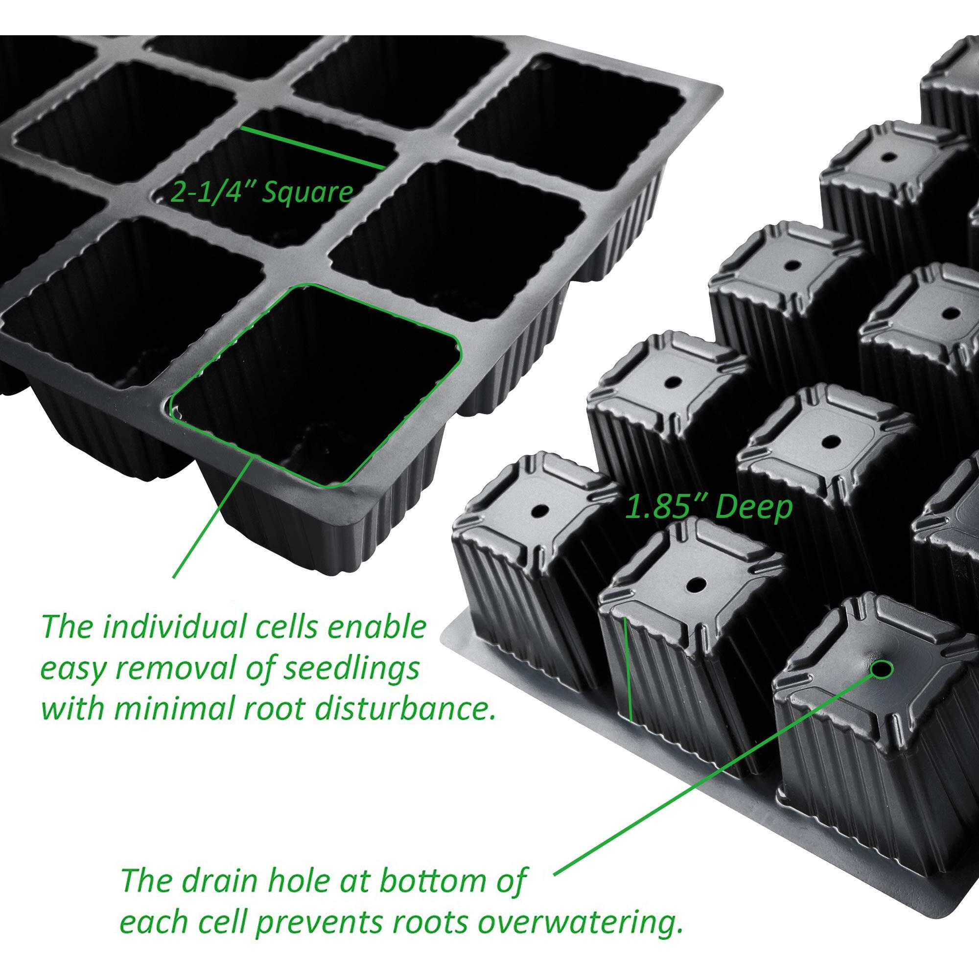 Gardzen 5-Set Garden Propagator Set, Seed Tray Kits With 75-Cell, Seed Starter Tray With Dome And Base 15"" X 9"" (15-Cell Per Tray)